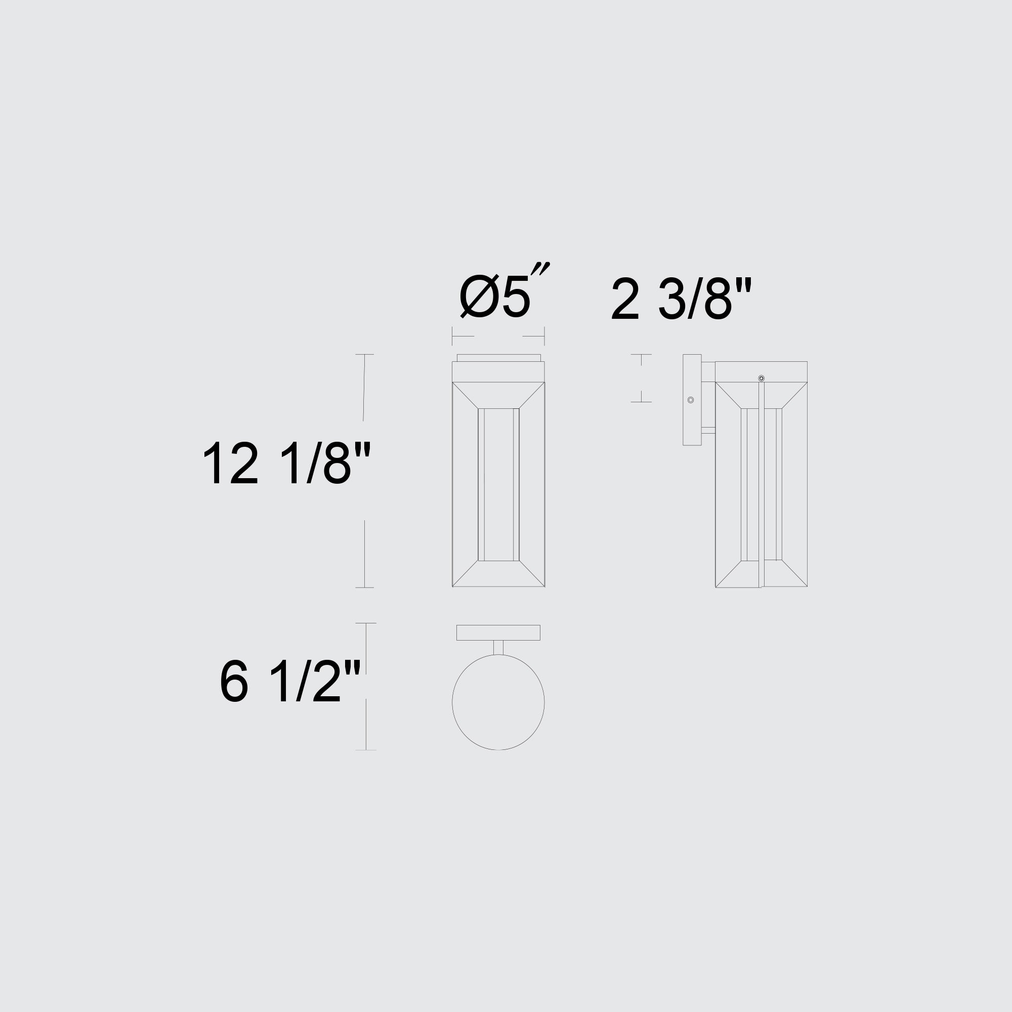 Alteck Aura 12.125-Inch Black 3-CCT LED Outdoor Wall Light - AW0145-3CCT-W-BK - Line Drawing