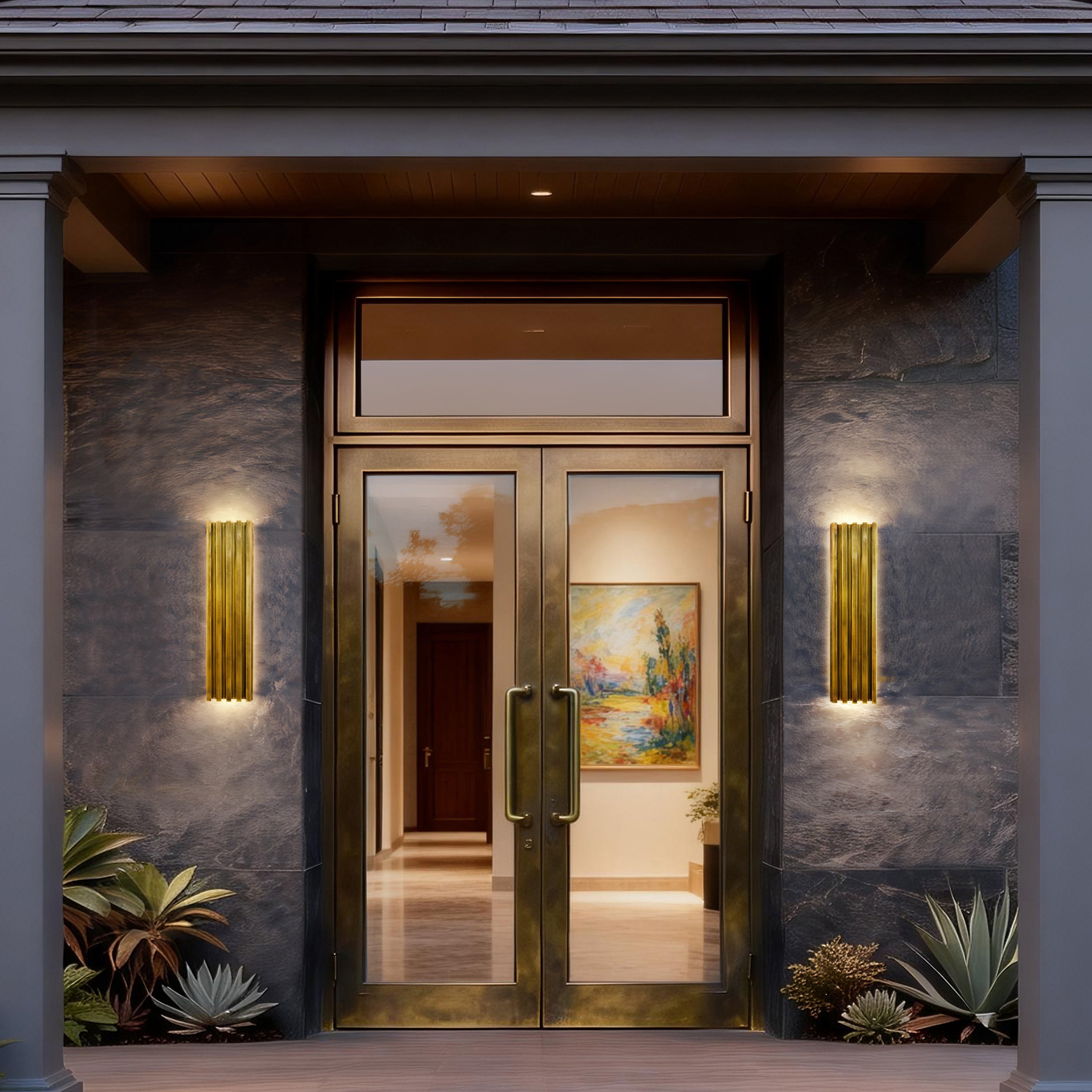 Alteck Corithian 32-Inch Painted Antique Brass LED Outdoor Wall Light - AW0161-5CCT-W-PAB - Product Image 2