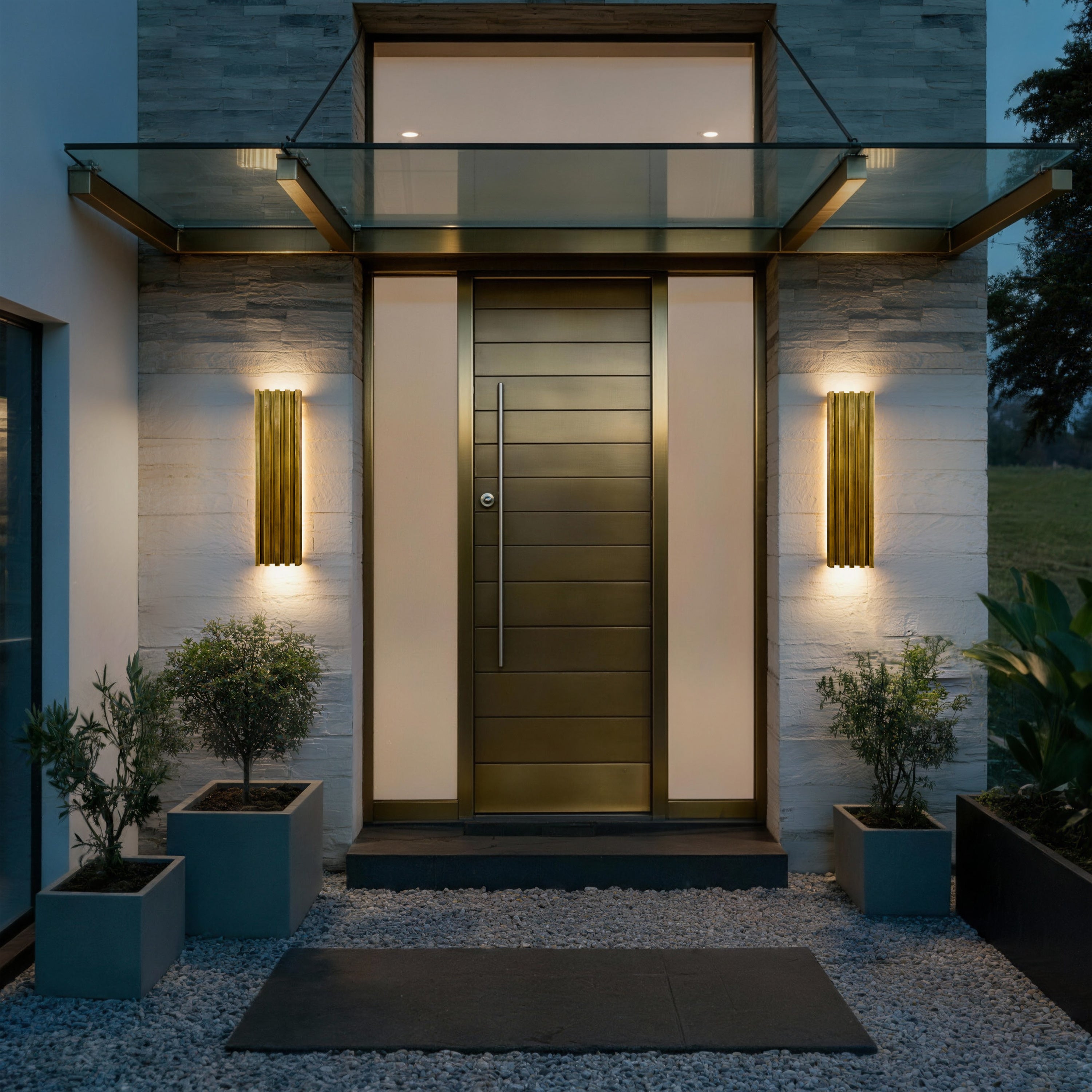 Alteck Corithian 32-Inch Painted Antique Brass LED Outdoor Wall Light - AW0161-5CCT-W-PAB - Product Image 3
