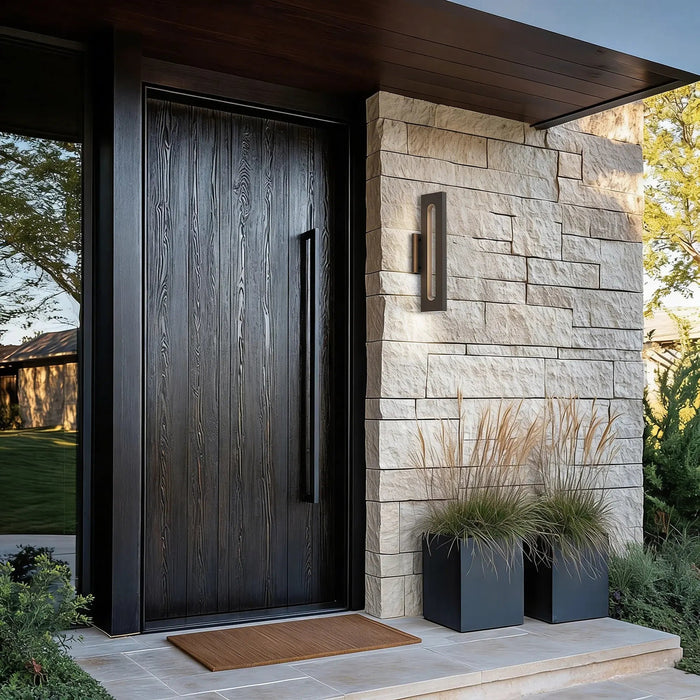 Modern wall-mounted outdoor lighting fixture with adjustable color temperature — exterior outdoor lighting wall sconce for entryways and patios