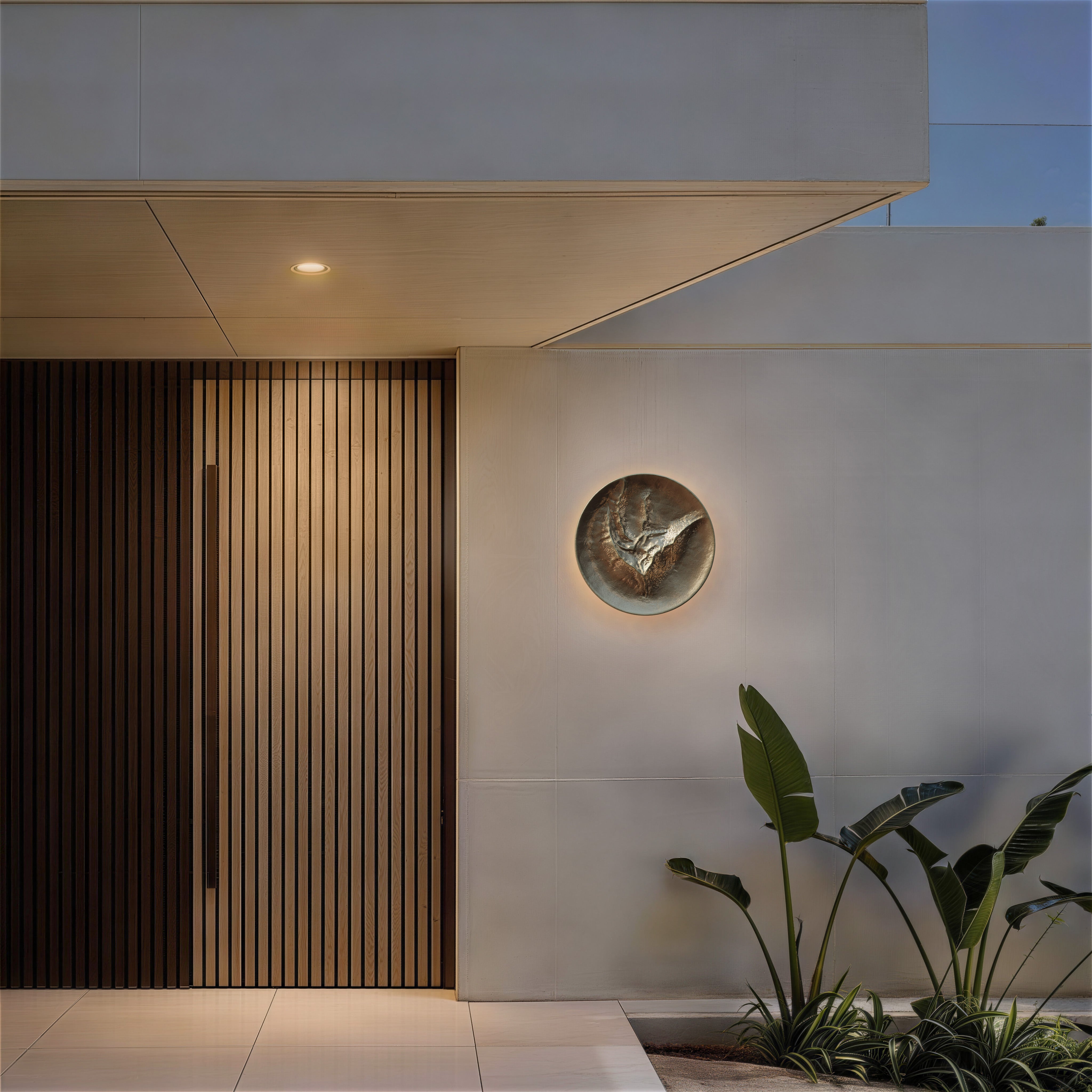 Alteck Moon 16-Inch Painted Washed Brass LED Outdoor Wall Light - AW0167-5CCT-W-PWB - Product Image 2