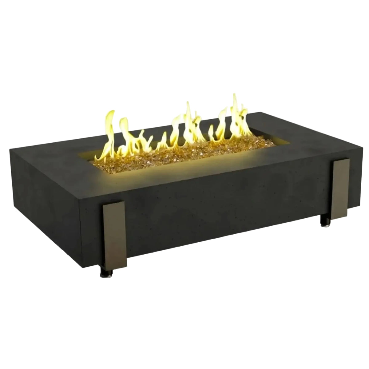 American Fyre Designs Iron Saddle 60" Rectangular GFRC Gas Fire Pit Table American Fyre Designs