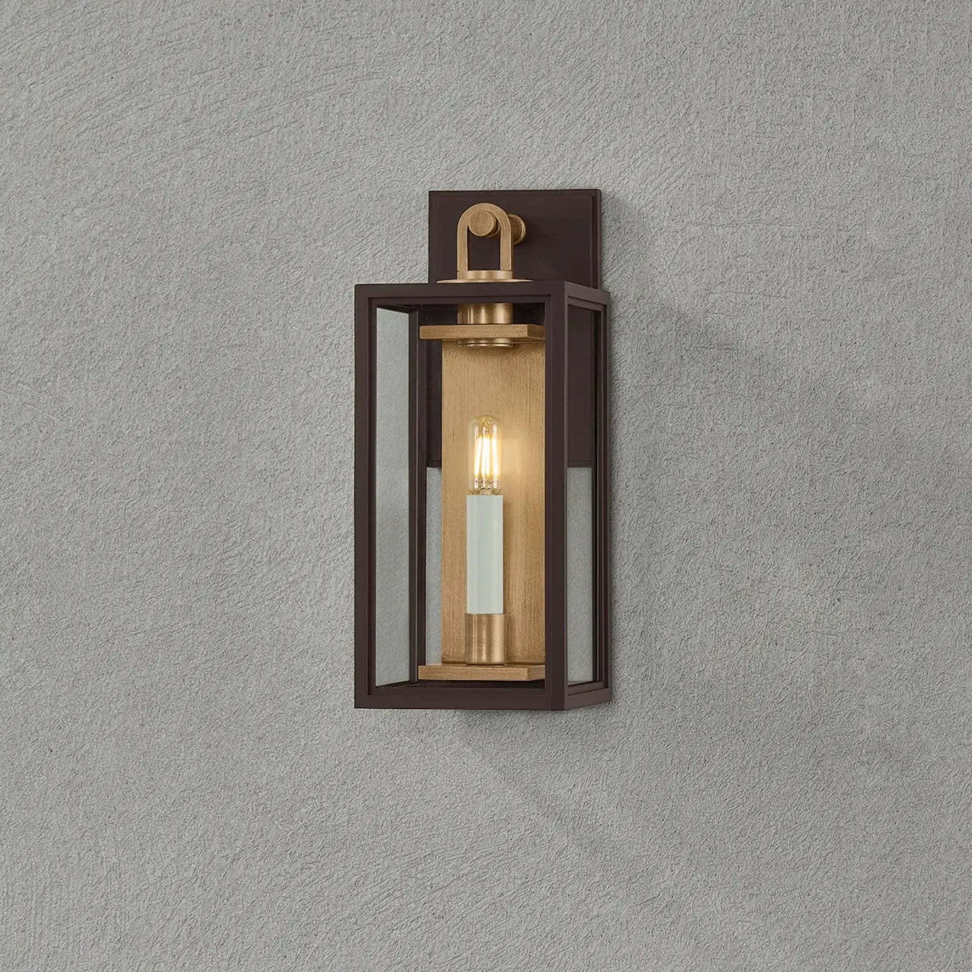 Troy Lighting Arnold 14.75-Inch Outdoor Wall Sconce - Patina Brass - Wet Rated - B6515-PBR/TBZ Troy Lighting