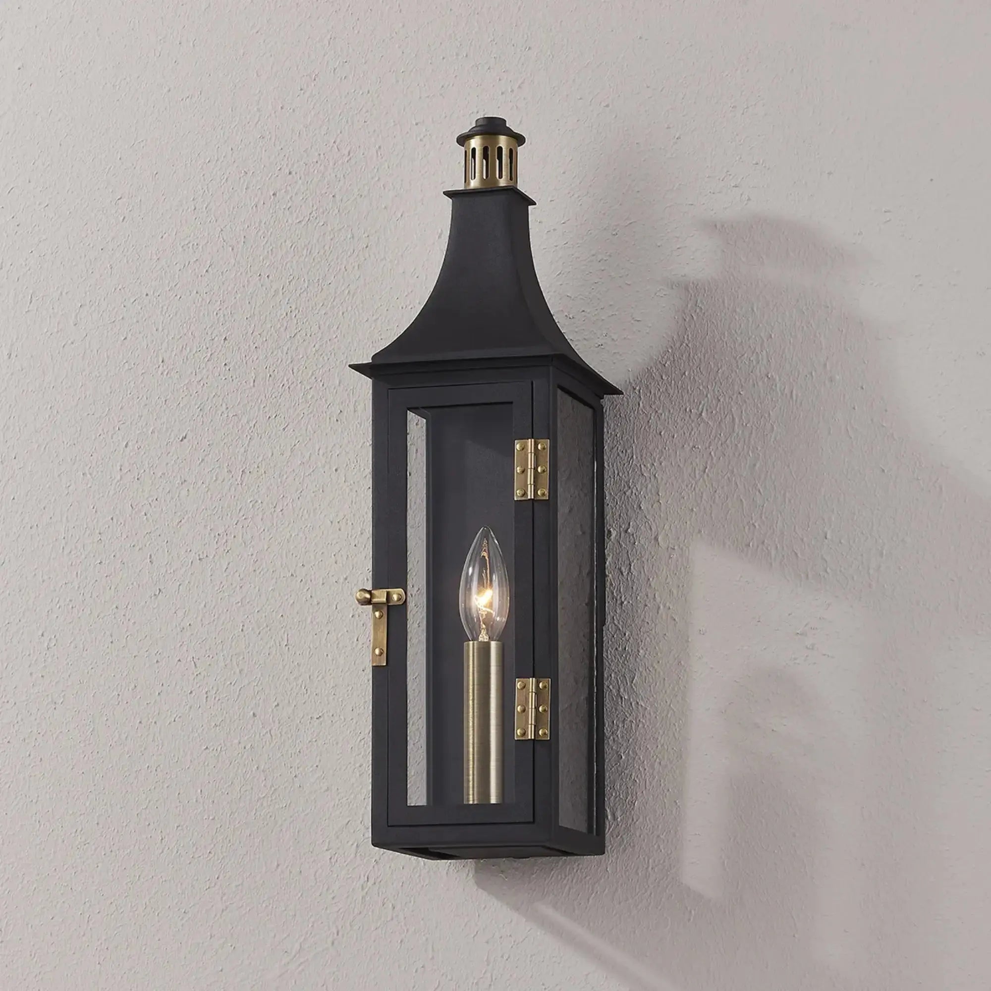 Troy Lighting Wes 18.75-Inch Outdoor Wall Sconce - Patina Brass - Wet Rated - B7819-PBR/TBK Troy Lighting