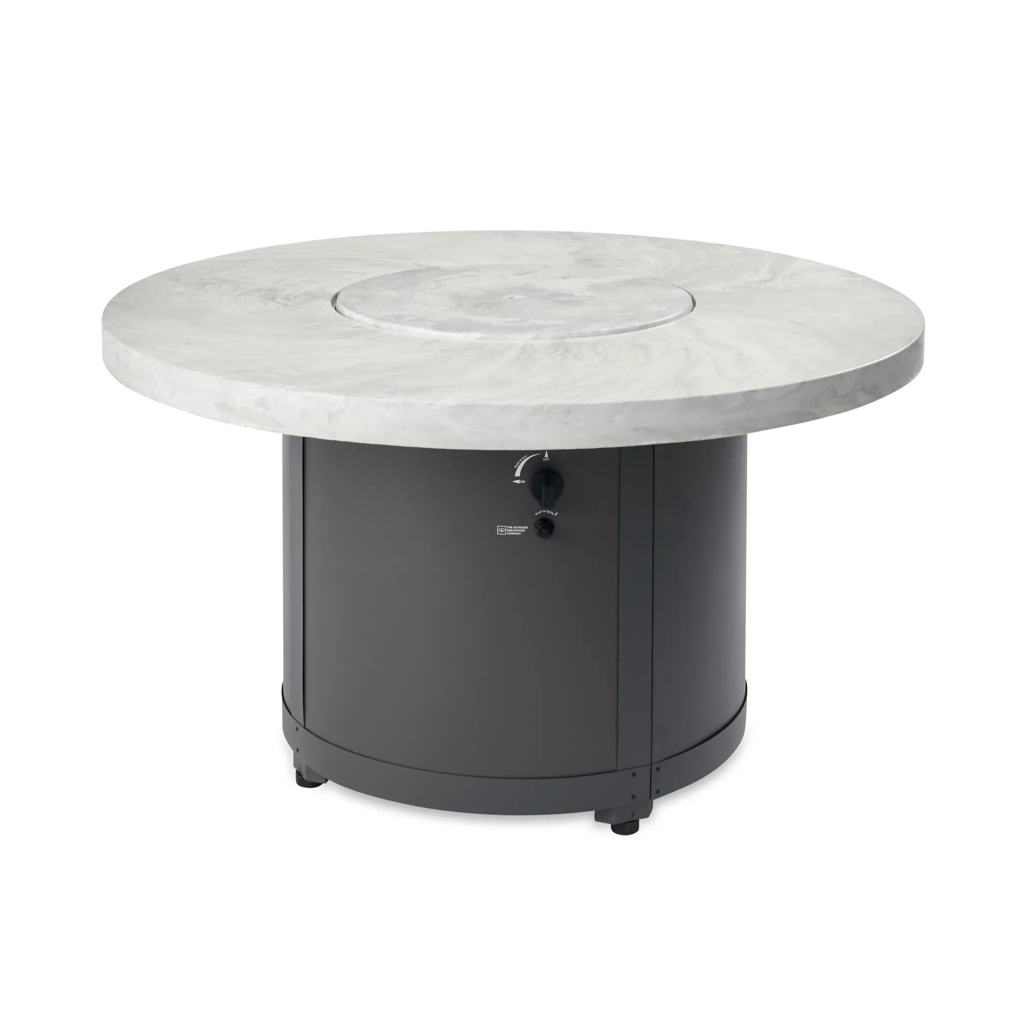 Beacon 48″ Round Gas Fire Table – White Onyx – The Outdoor GreatRoom Company