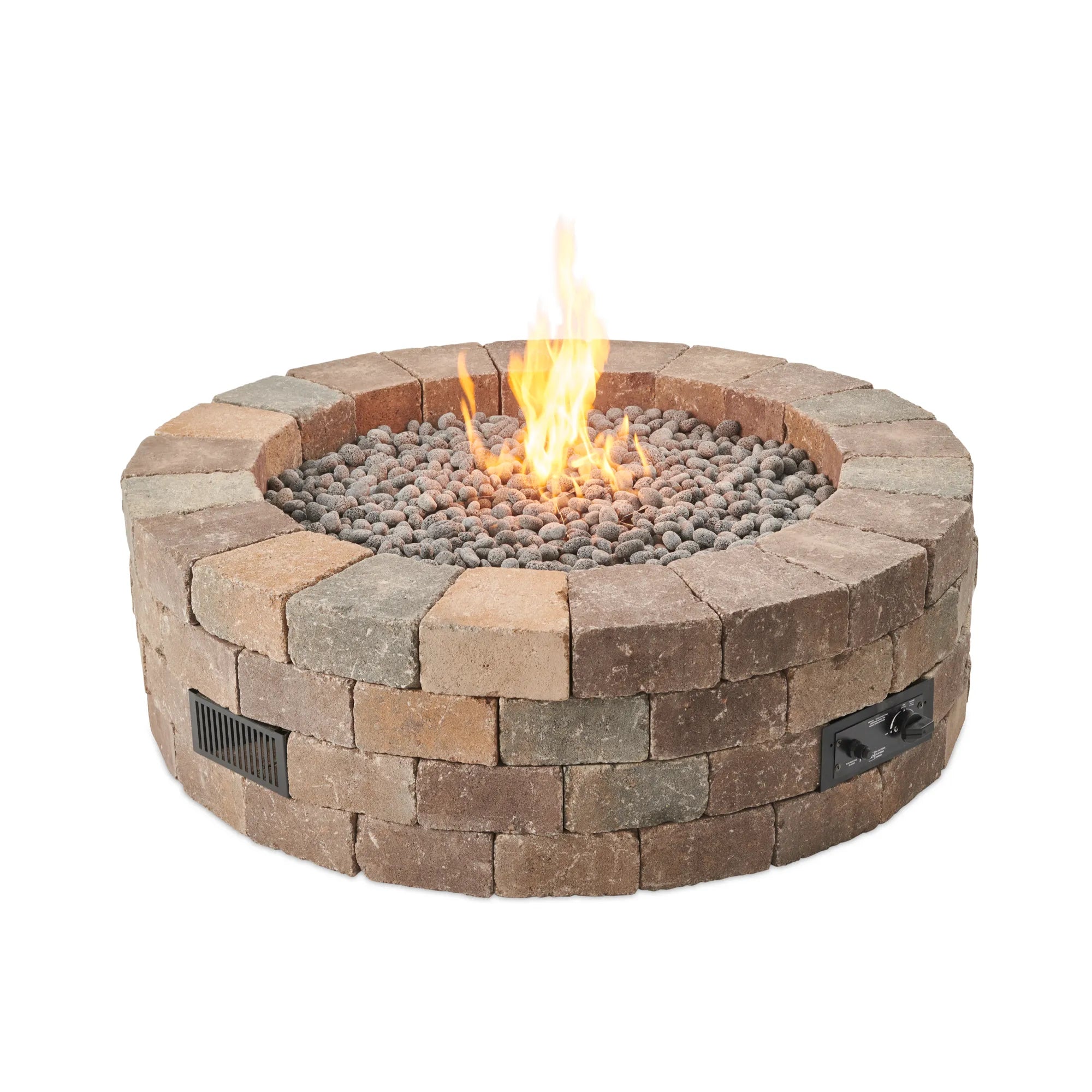Bronson 52″ Round Gas Fire Pit Kit – Block Paver Style by The Outdoor GreatRoom Company