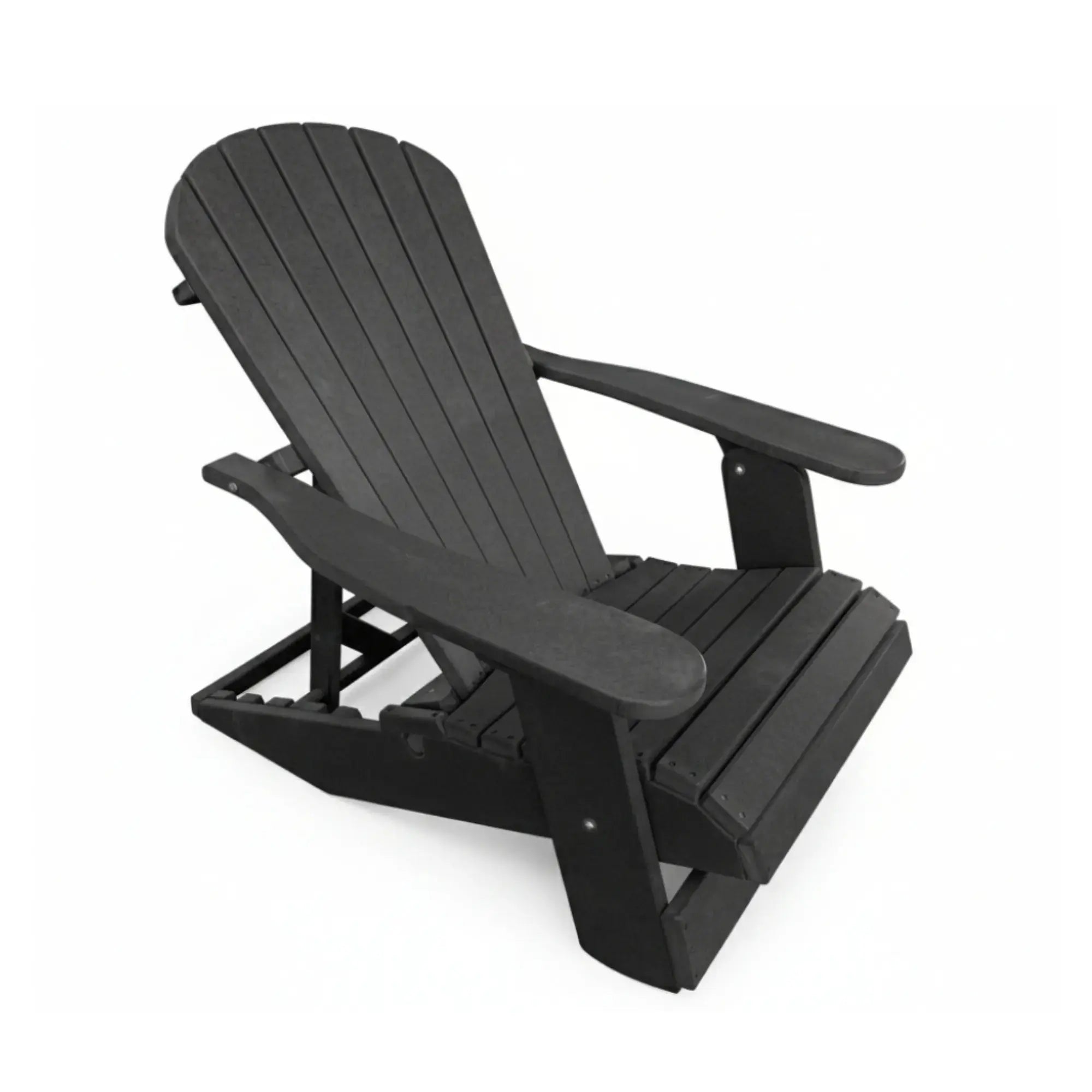 Black Adirondack chair on a white background