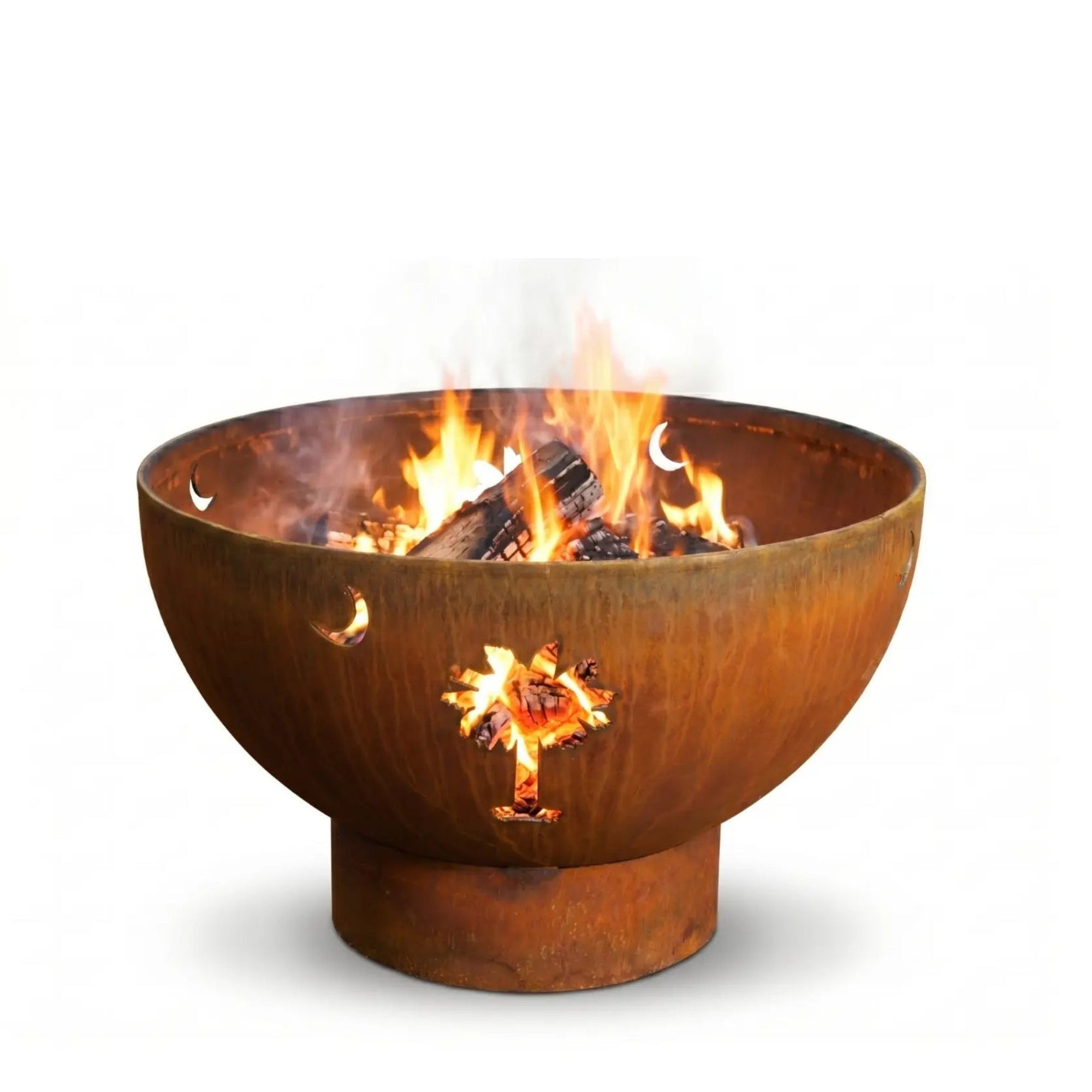 Tropical Moon 36″ Round Wood Burning Fire Pit – Carbon Steel by Fire Pit Art Fire Pit Art