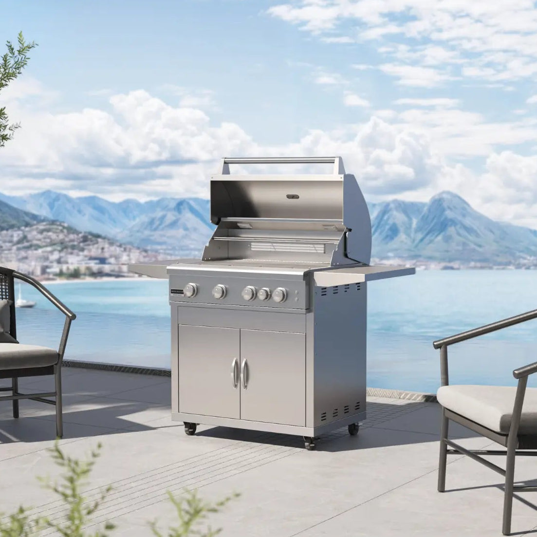 Broilmaster B-Series 32-Inch Fully Loaded 4-Burner Freestanding Gas Grill with Cart broilmaster