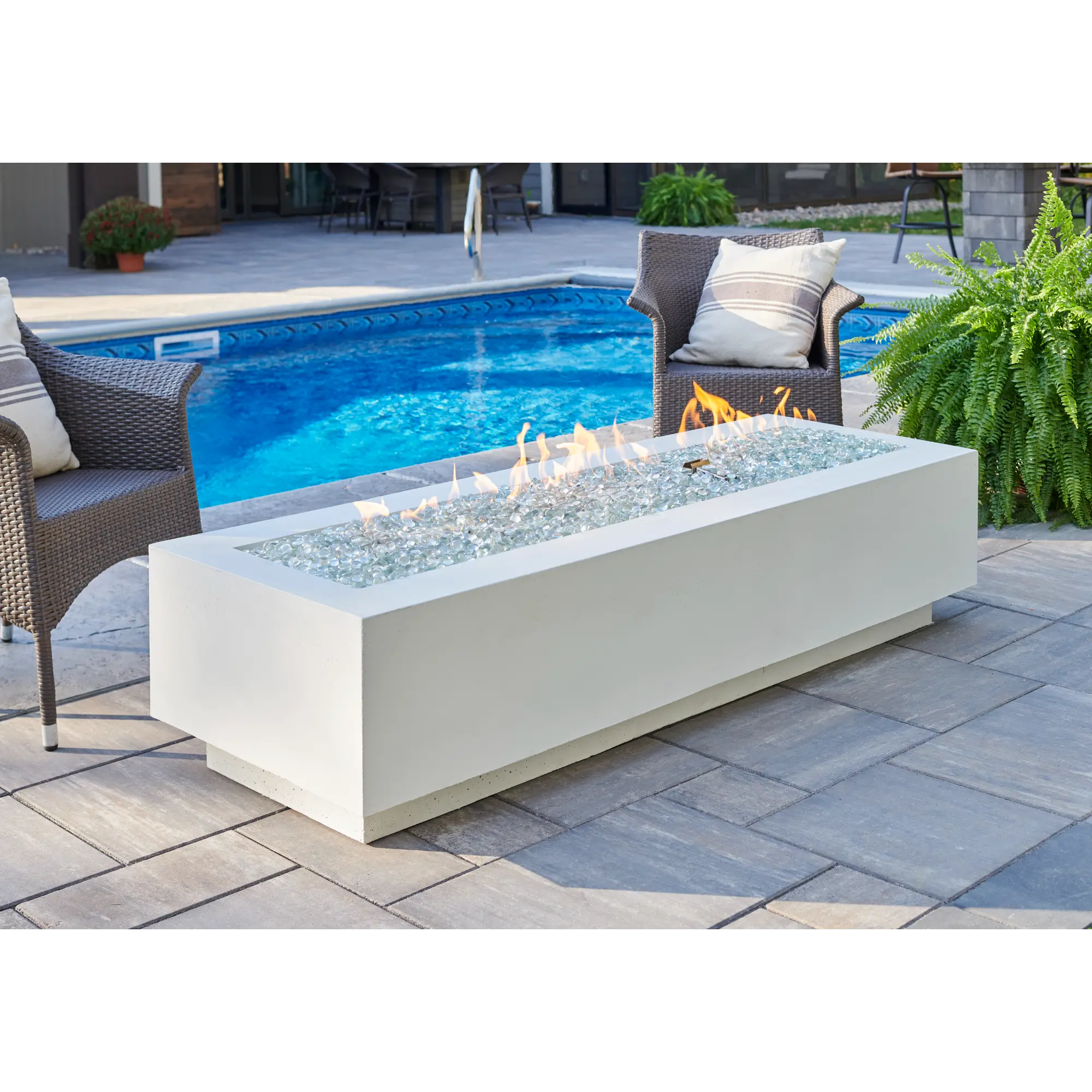 Cove 72″ Linear Concrete Gas Fire Pit Table – The Outdoor GreatRoom Company