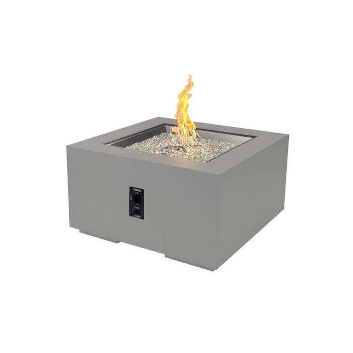 36-inch round fire pit table with vibrant natural gas flames — compact circular fire pit table for small patios and intimate outdoor spaces
