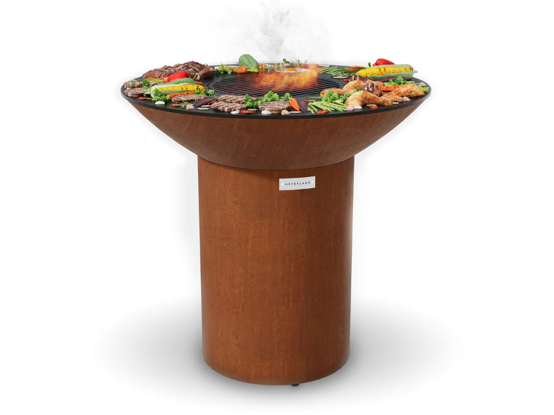 Arteflame 40" Flat Top Wood & Charcoal Grill – High Round Base