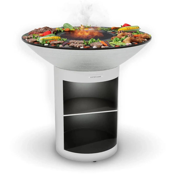 Arteflame Classic 40 Tall grill with integrated storage cabinet and stainless steel finish — premium Arteflame outdoor grill with full setup