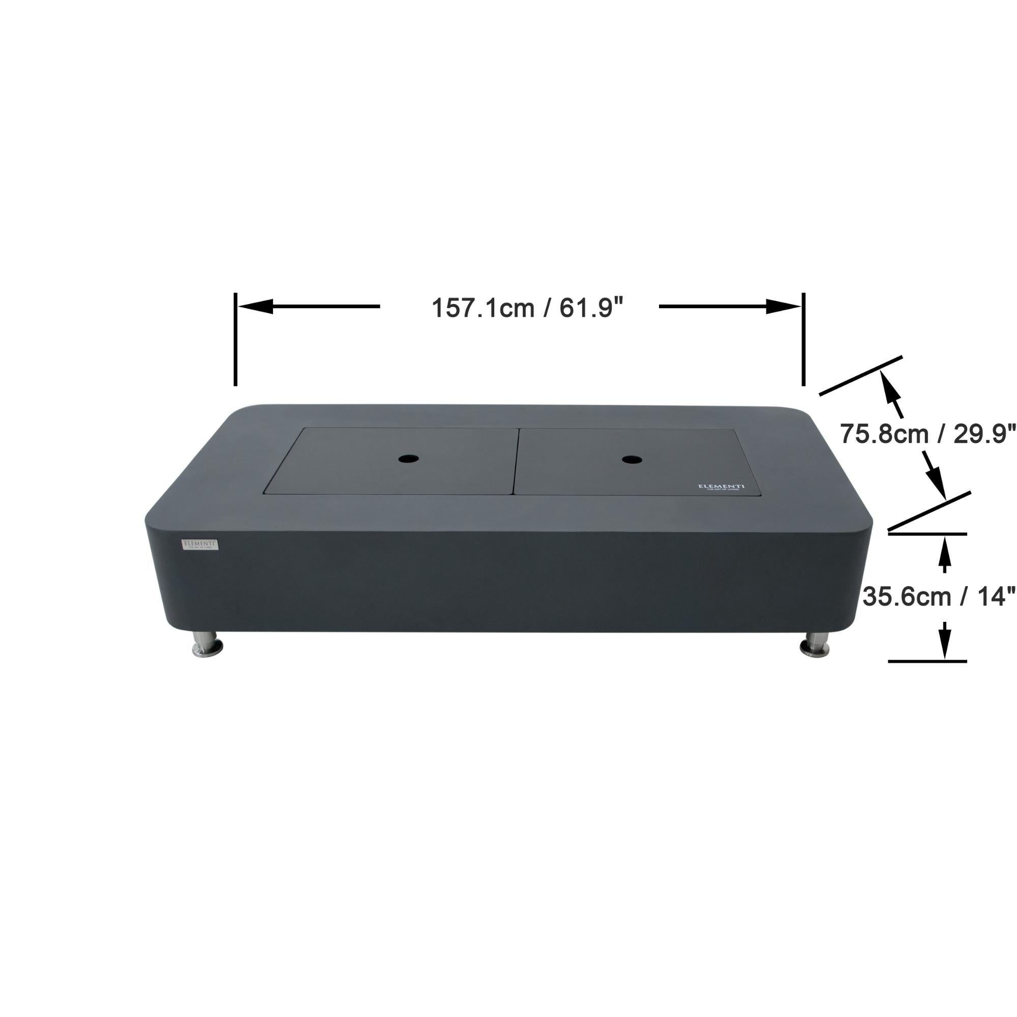 Sydney 62″ Rectangular Concrete Ethanol Fire Table – Elementi