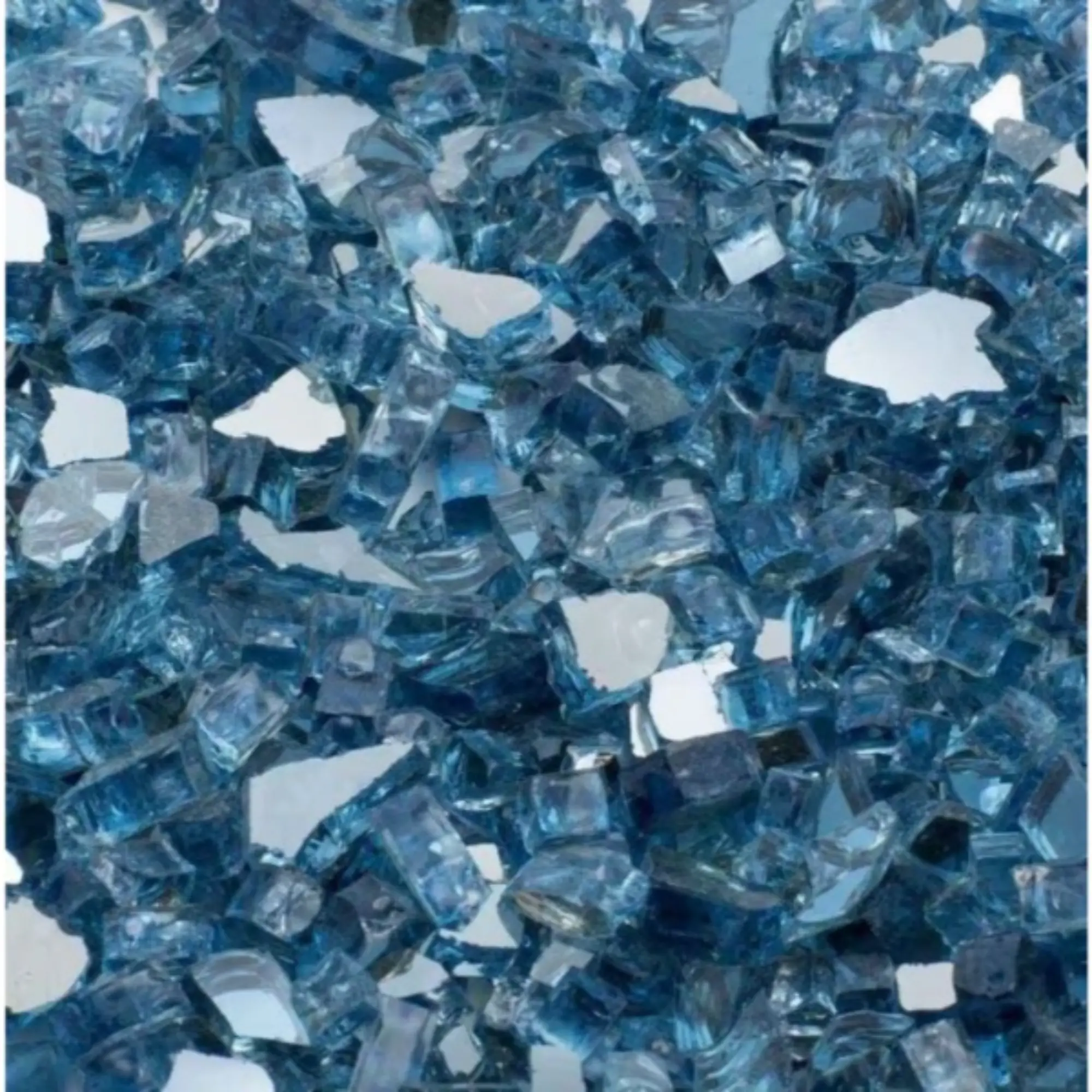 Sky Blue Reflective Fireglass – ½” Crushed (25 lb Tub) Hargrove Hearth Products