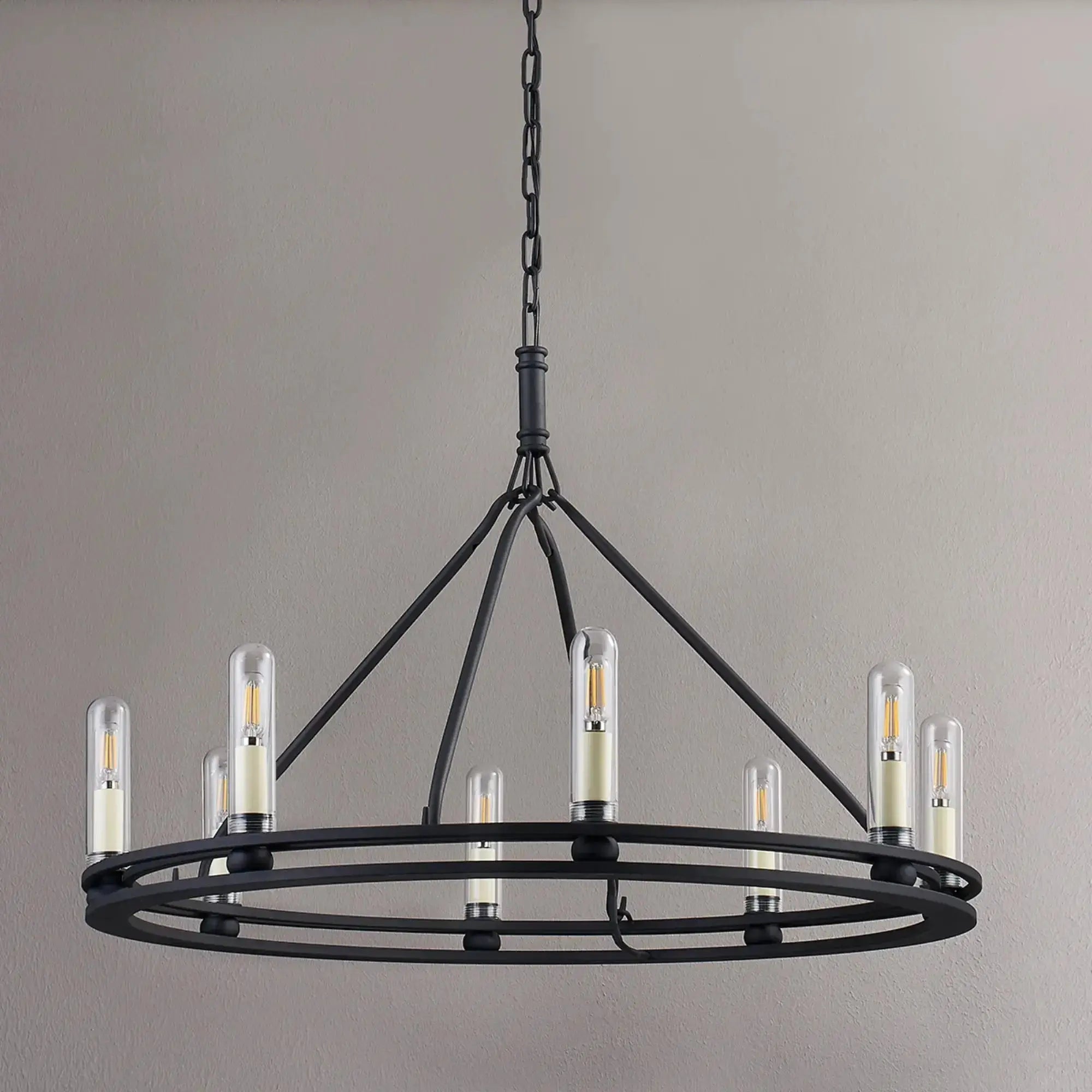 Troy Lighting Sutton 32-Inch Outdoor Chandelier - Texture Black - Wet Rated - F6233-TBK Troy Lighting