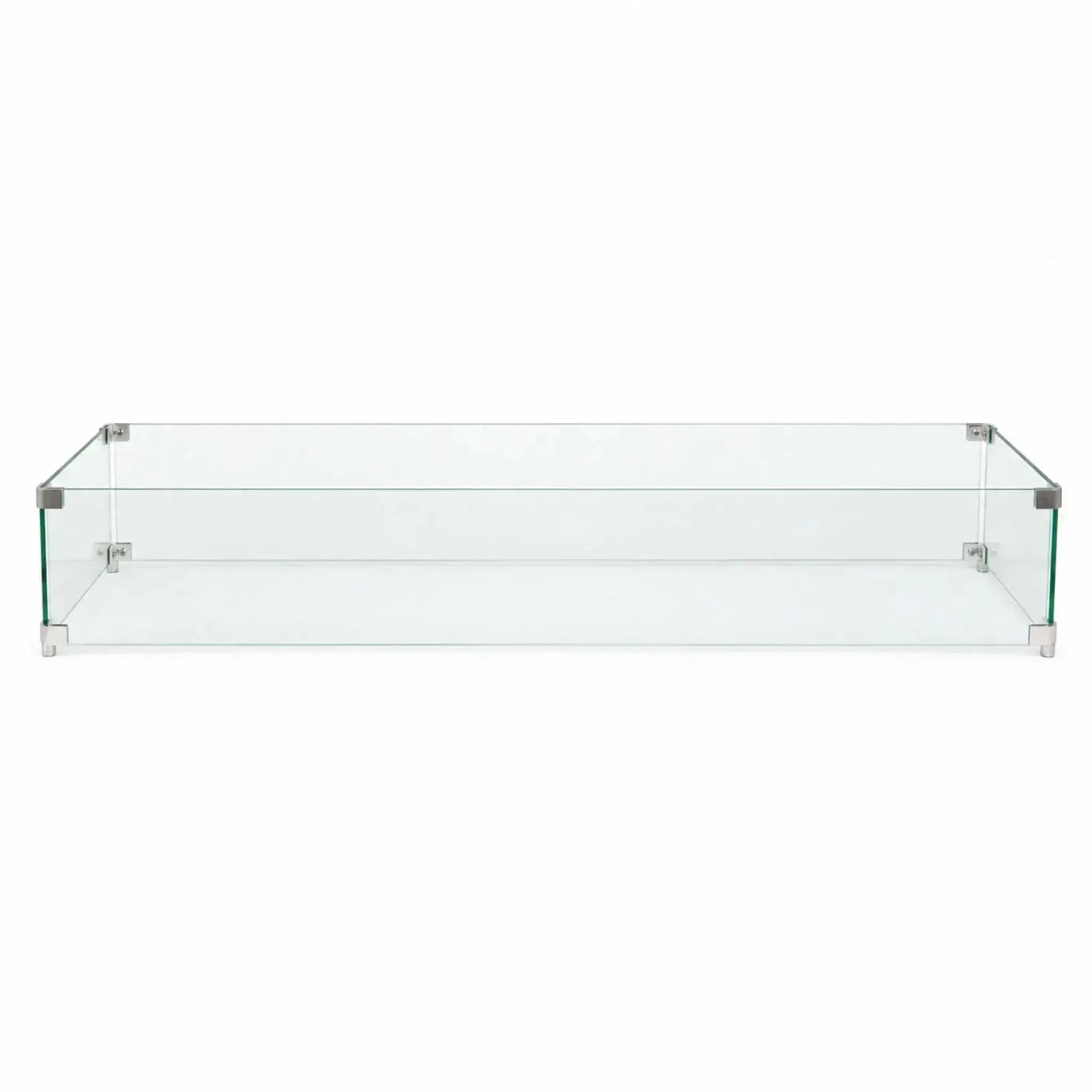 48″ x 14″ Rectangular Tempered Glass Fire Pit Wind Guard - Flame Havens Flame Havens