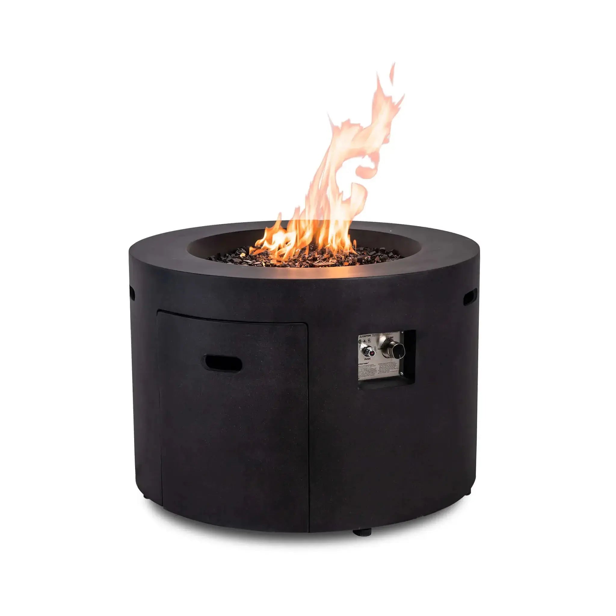 Refuge 36″ Round GFRC Concrete Propane Fire Pit with Hidden Tank Drawer – Flame Havens Flame Havens
