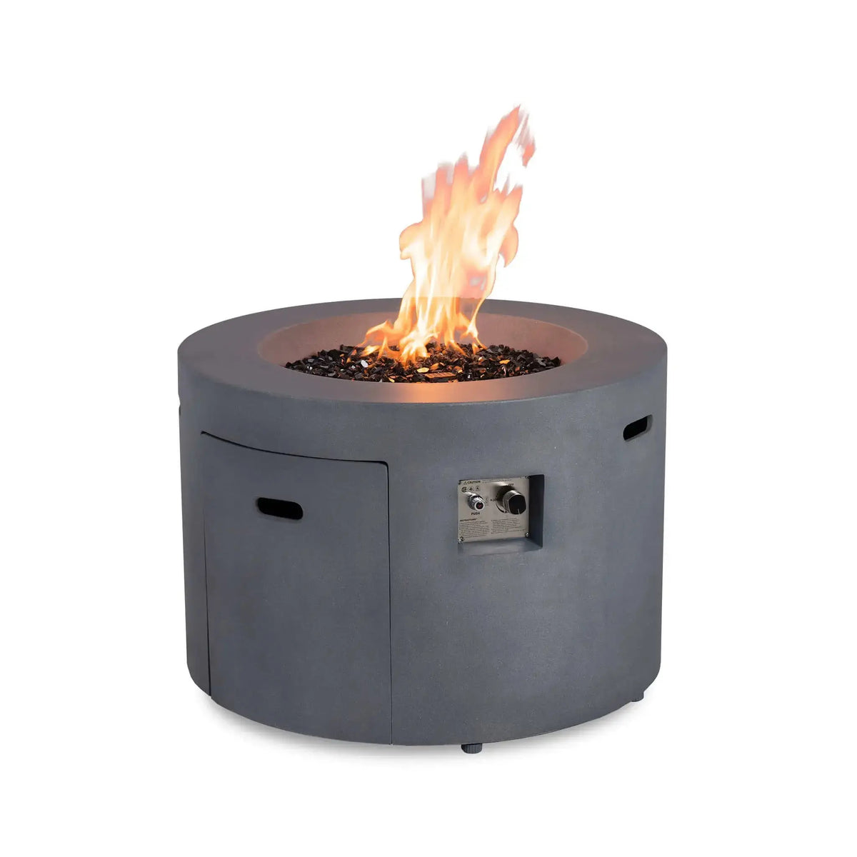 Refuge 36″ Round GFRC Concrete Propane Fire Pit with Hidden Tank Drawer – Flame Havens Flame Havens