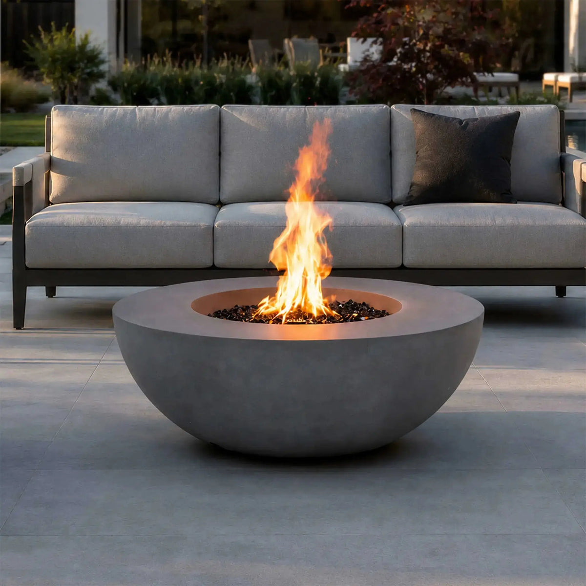 Refuge 43″ Round GFRC Concrete Natural Gas Fire Pit - Flame Havens Flame Havens