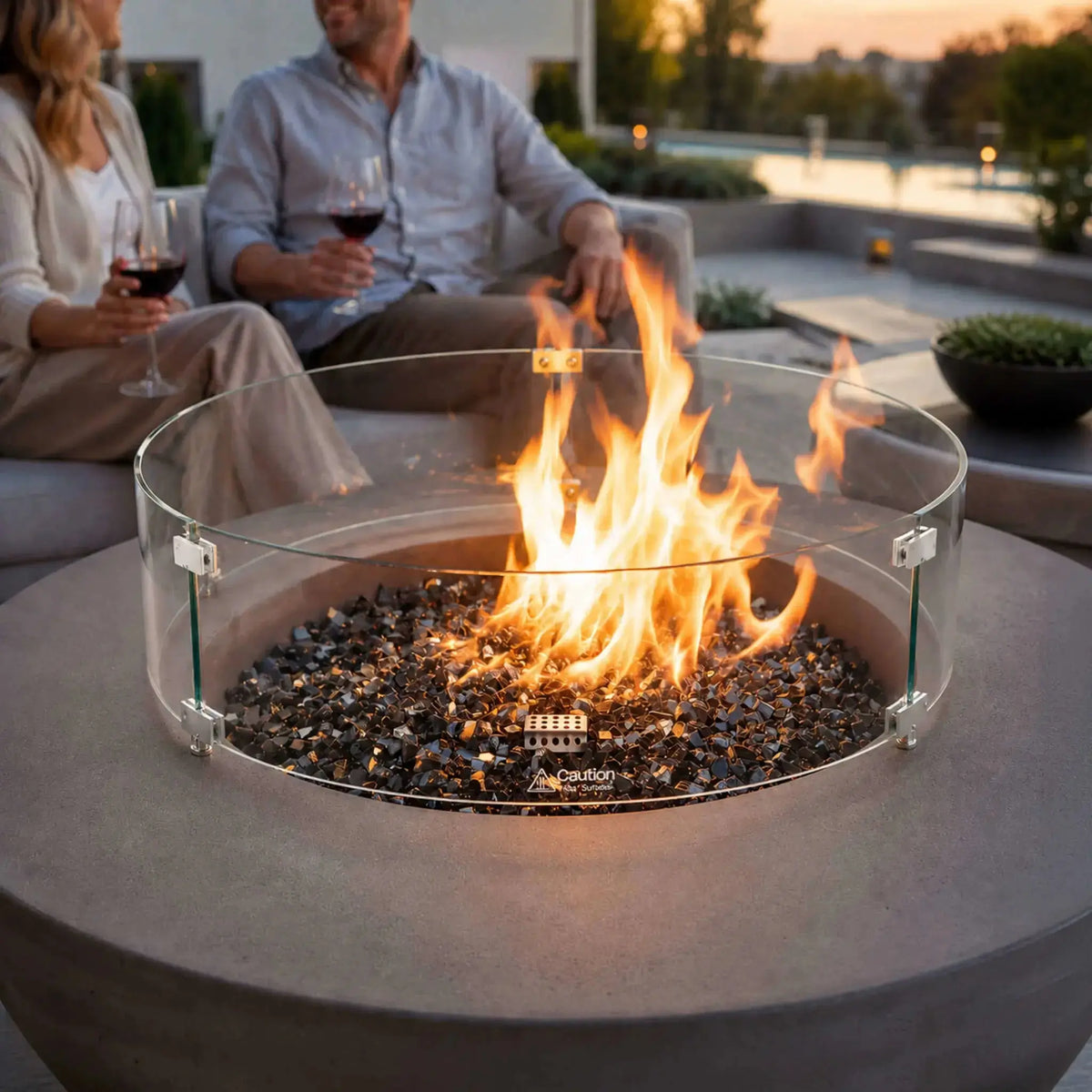 Refuge 43″ Round GFRC Concrete Natural Gas Fire Pit - Flame Havens Flame Havens
