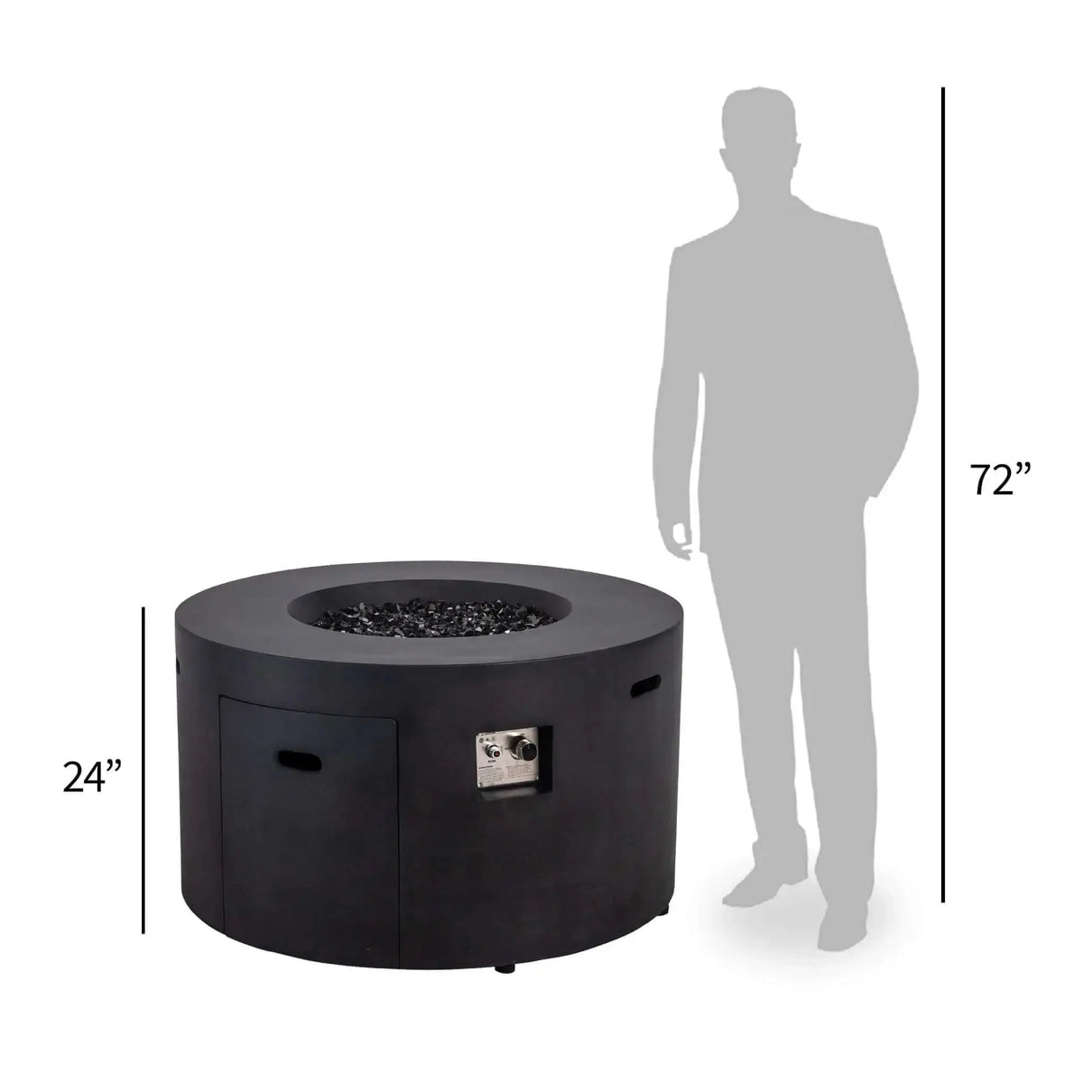 Refuge 43″ Round GFRC Concrete Propane Fire Pit with Hidden Tank Drawer – Flame Havens Flame Havens