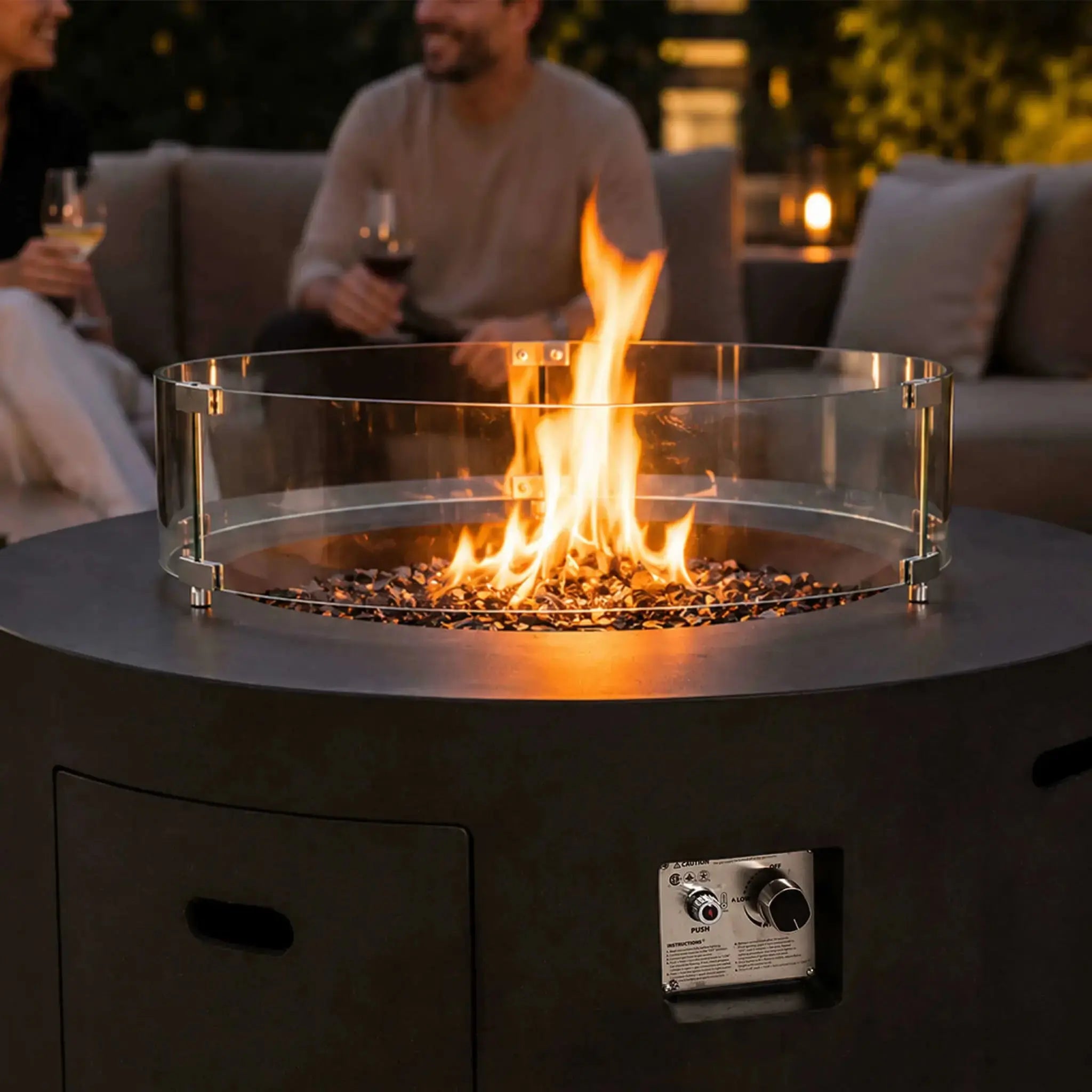 28″ Round Tempered Glass Fire Pit Wind Guard - Flame Havens Flame Havens