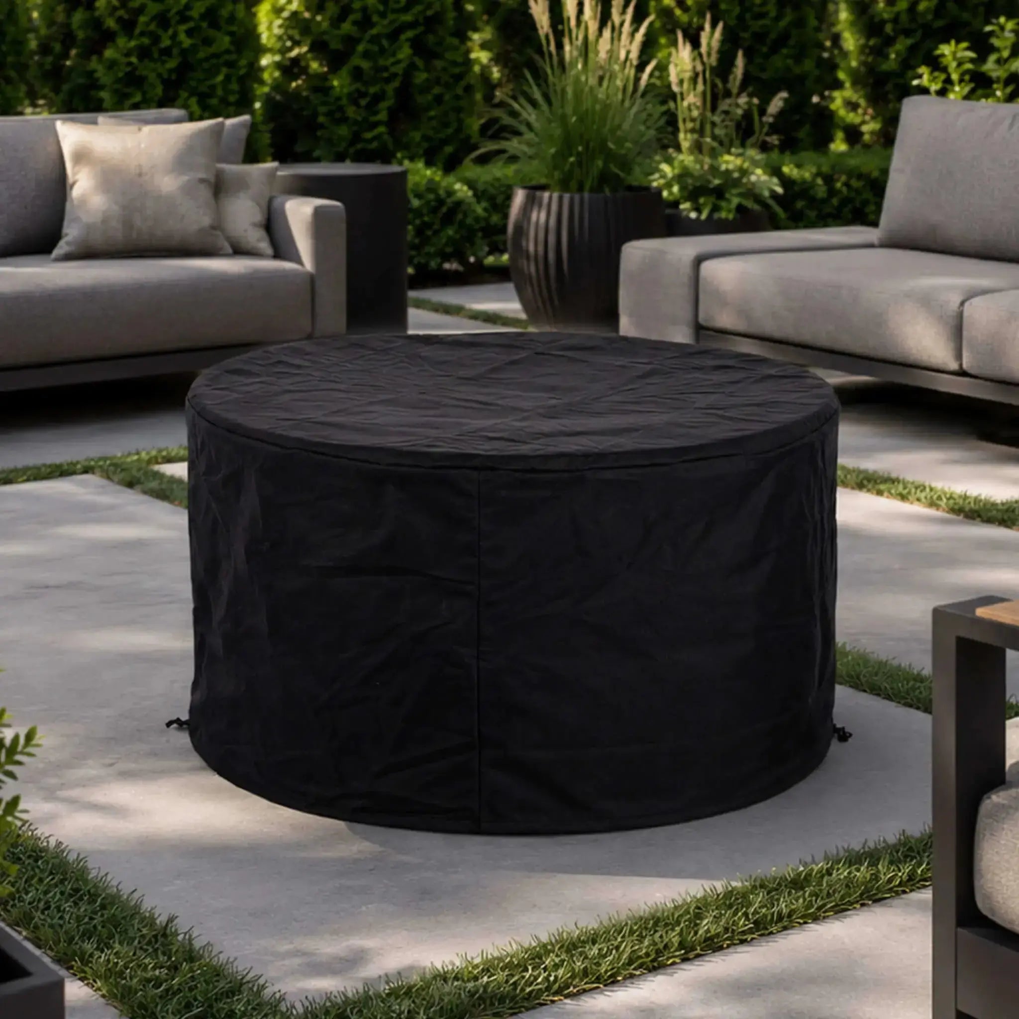 Refuge 43″ Round GFRC Concrete Propane Fire Pit with Hidden Tank Drawer – Flame Havens Flame Havens