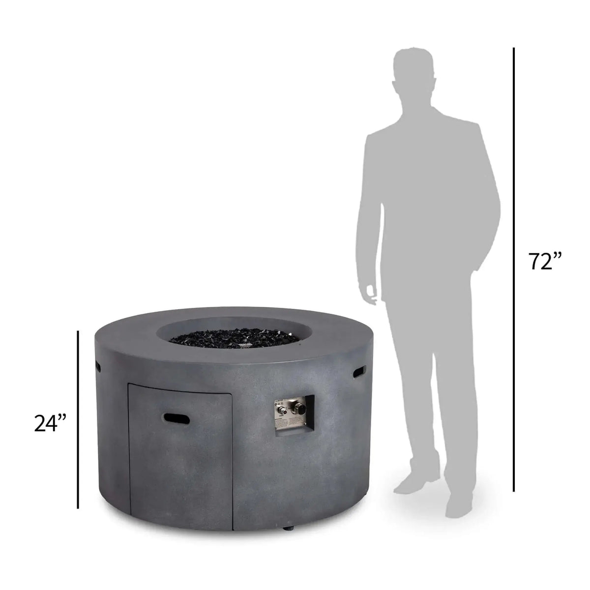 Refuge 43″ Round GFRC Concrete Propane Fire Pit with Hidden Tank Drawer – Flame Havens Flame Havens