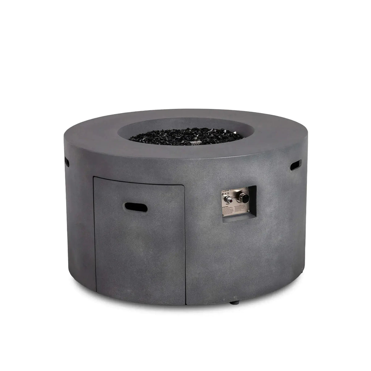 Refuge 43″ Round GFRC Concrete Propane Fire Pit with Hidden Tank Drawer – Flame Havens Flame Havens