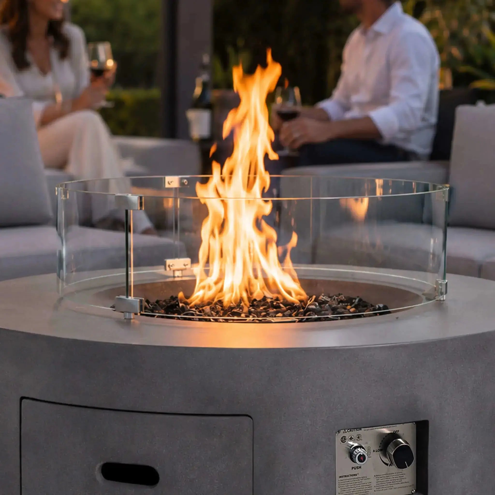 Refuge 43″ Round GFRC Concrete Propane Fire Pit with Hidden Tank Drawer – Flame Havens Flame Havens