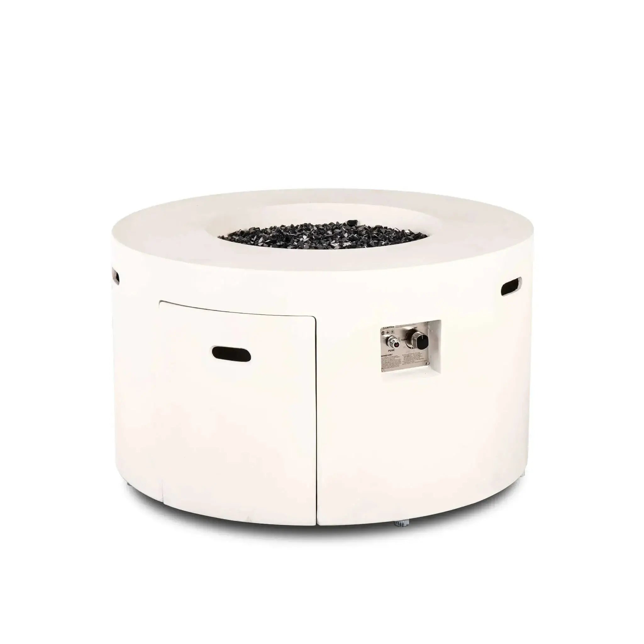 Refuge 43″ Round GFRC Concrete Propane Fire Pit with Hidden Tank Drawer – Flame Havens Flame Havens
