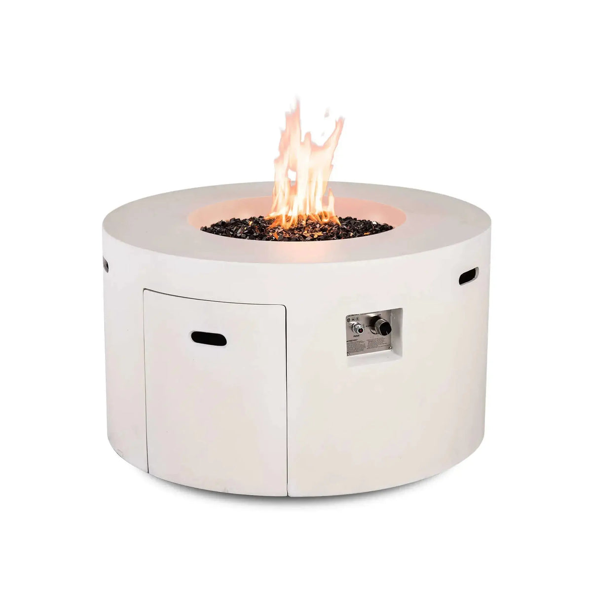 Refuge 43″ Round GFRC Concrete Propane Fire Pit with Hidden Tank Drawer – Flame Havens Flame Havens