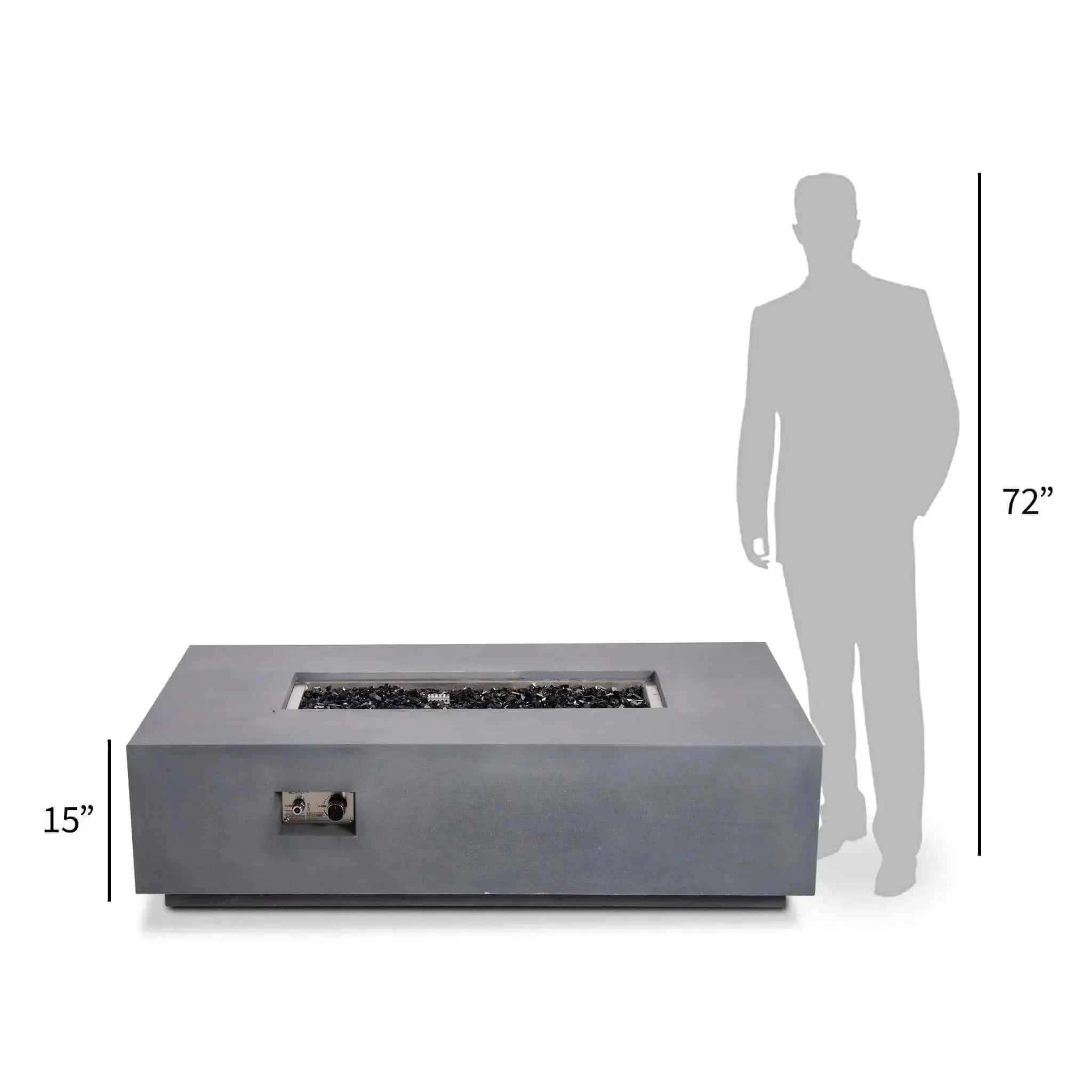 Refuge 56″ x 30″ Rectangular GFRC Concrete Natural Gas Fire Pit - Flame Havens Flame Havens