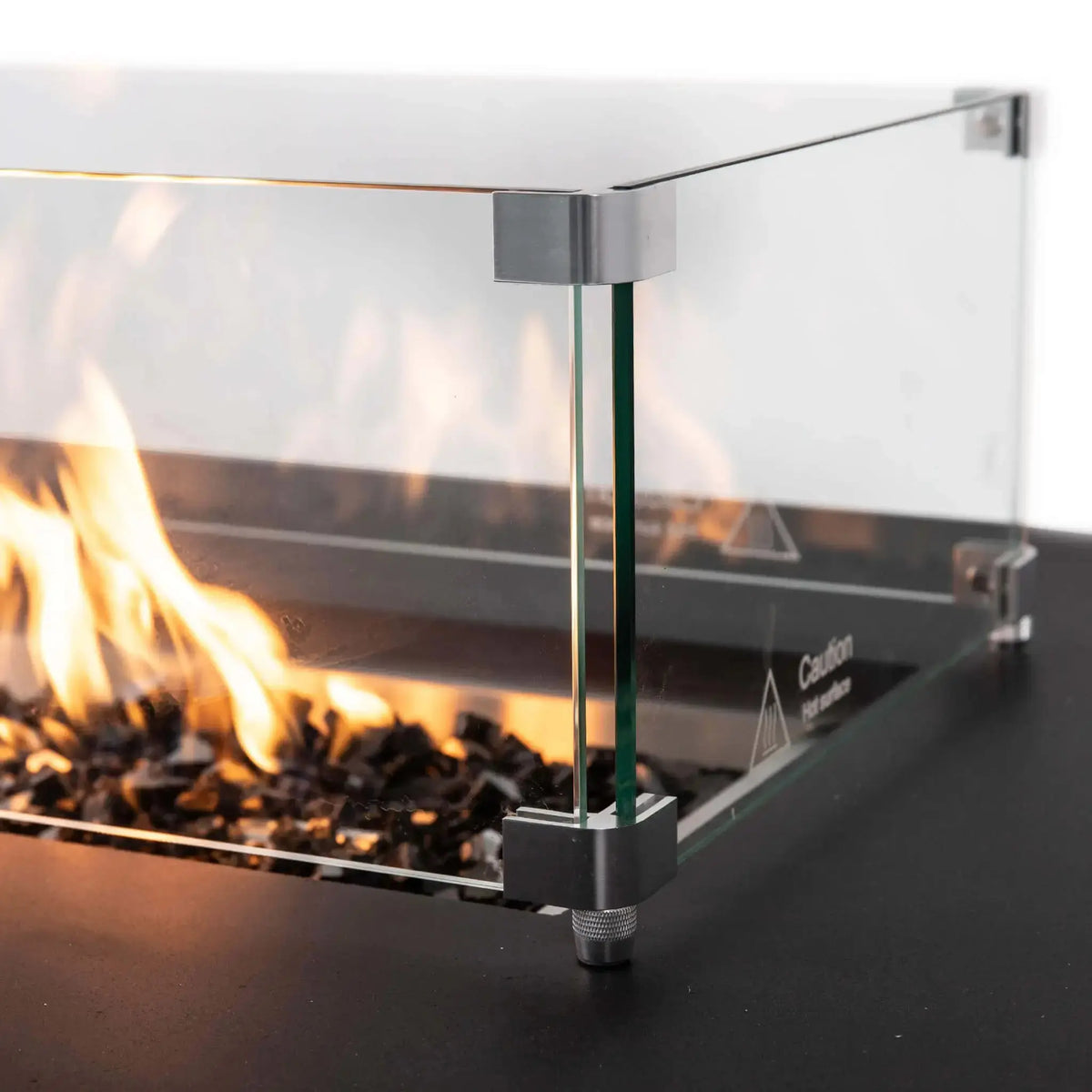 36″ x 14″ Rectangular Tempered Glass Fire Pit Wind Guard - Flame Havens Flame Havens