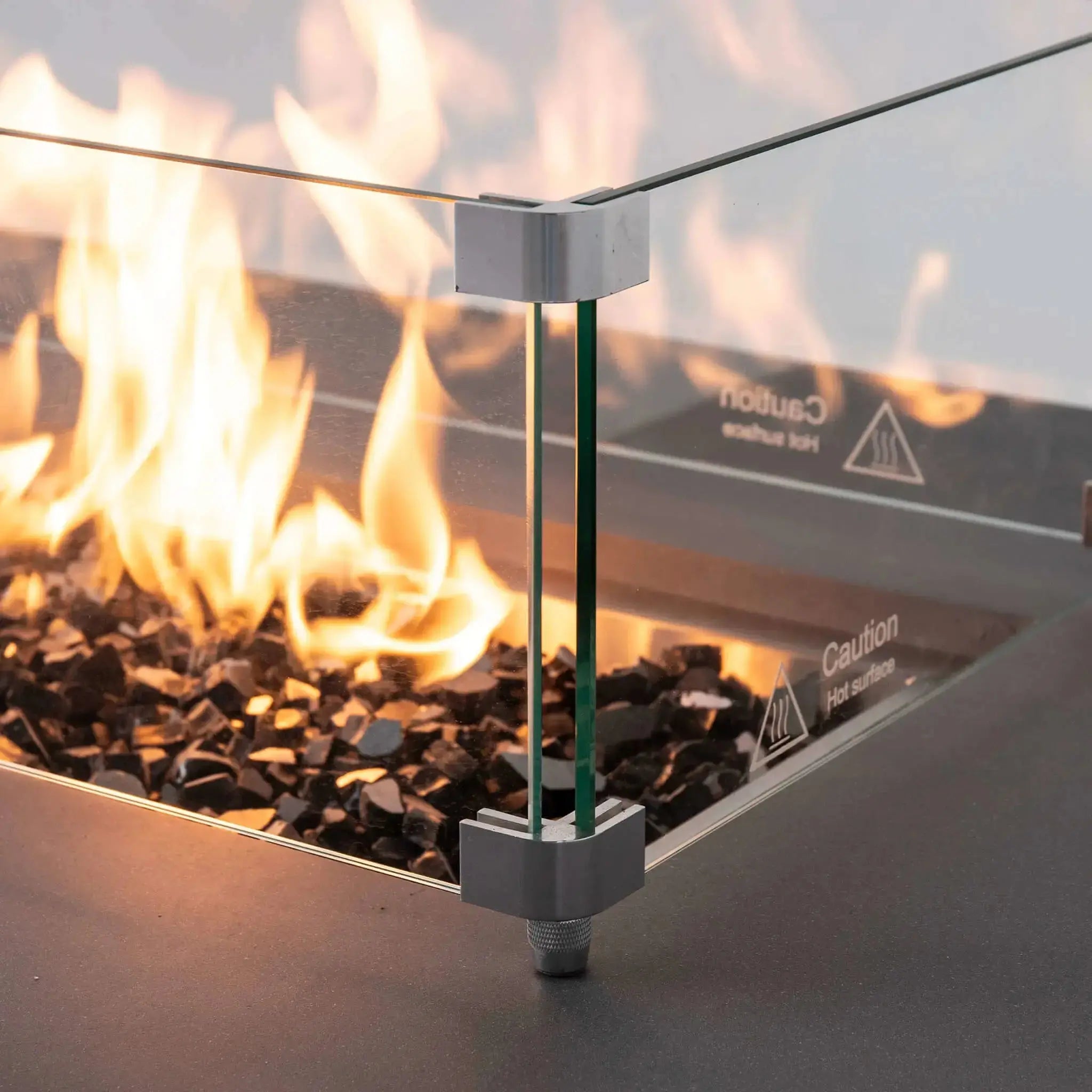 36″ x 14″ Rectangular Tempered Glass Fire Pit Wind Guard - Flame Havens Flame Havens