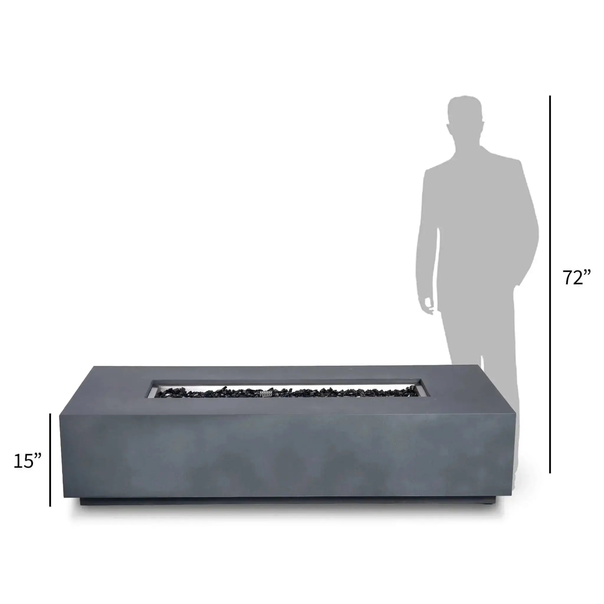 Refuge 68″ x 30″ Rectangular GFRC Concrete Natural Gas Fire Pit - Flame Havens Flame Havens