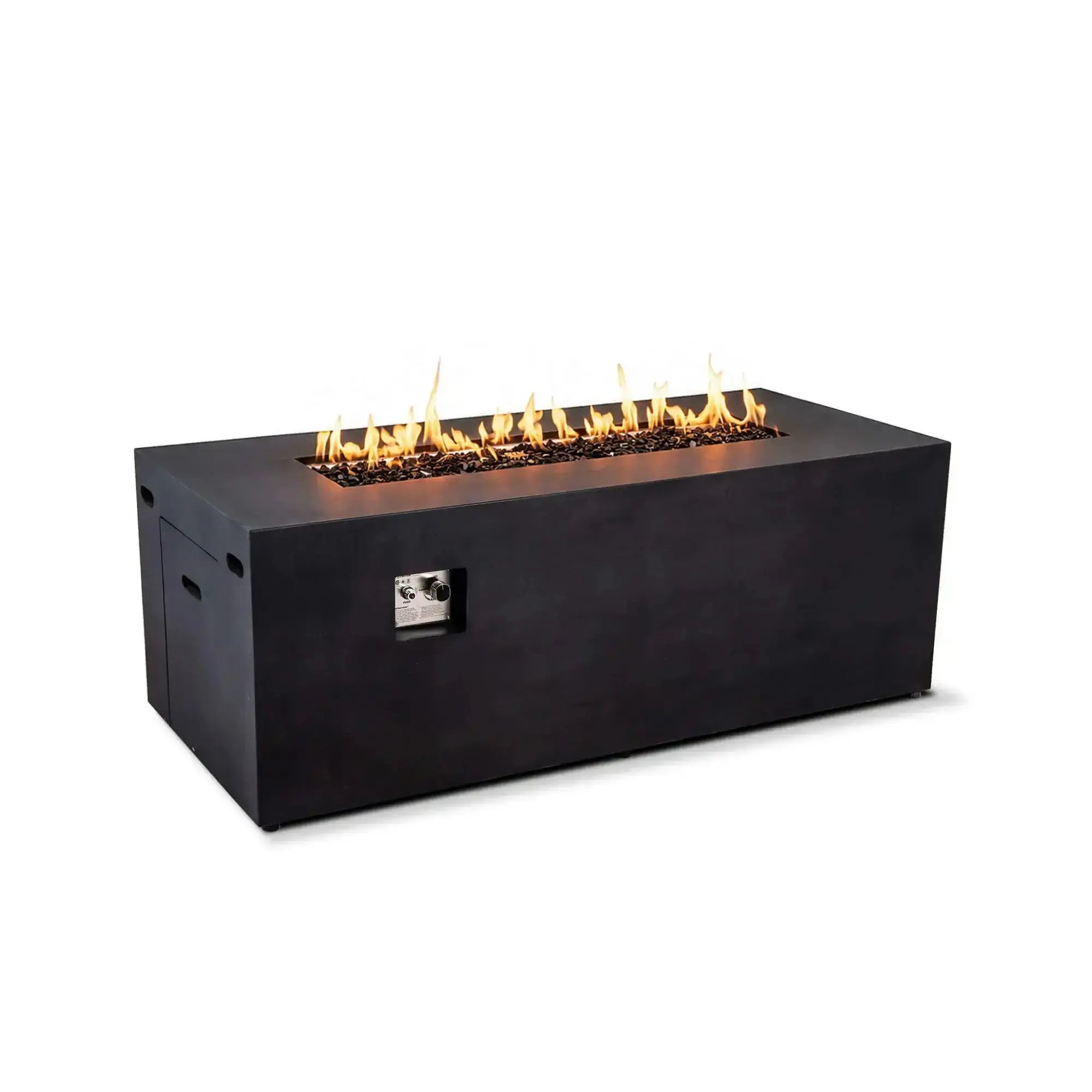 Refuge 68″ x 30″ Rectangular GFRC Concrete Propane Fire Pit with Hidden Tank Drawer – Flame Havens Flame Havens