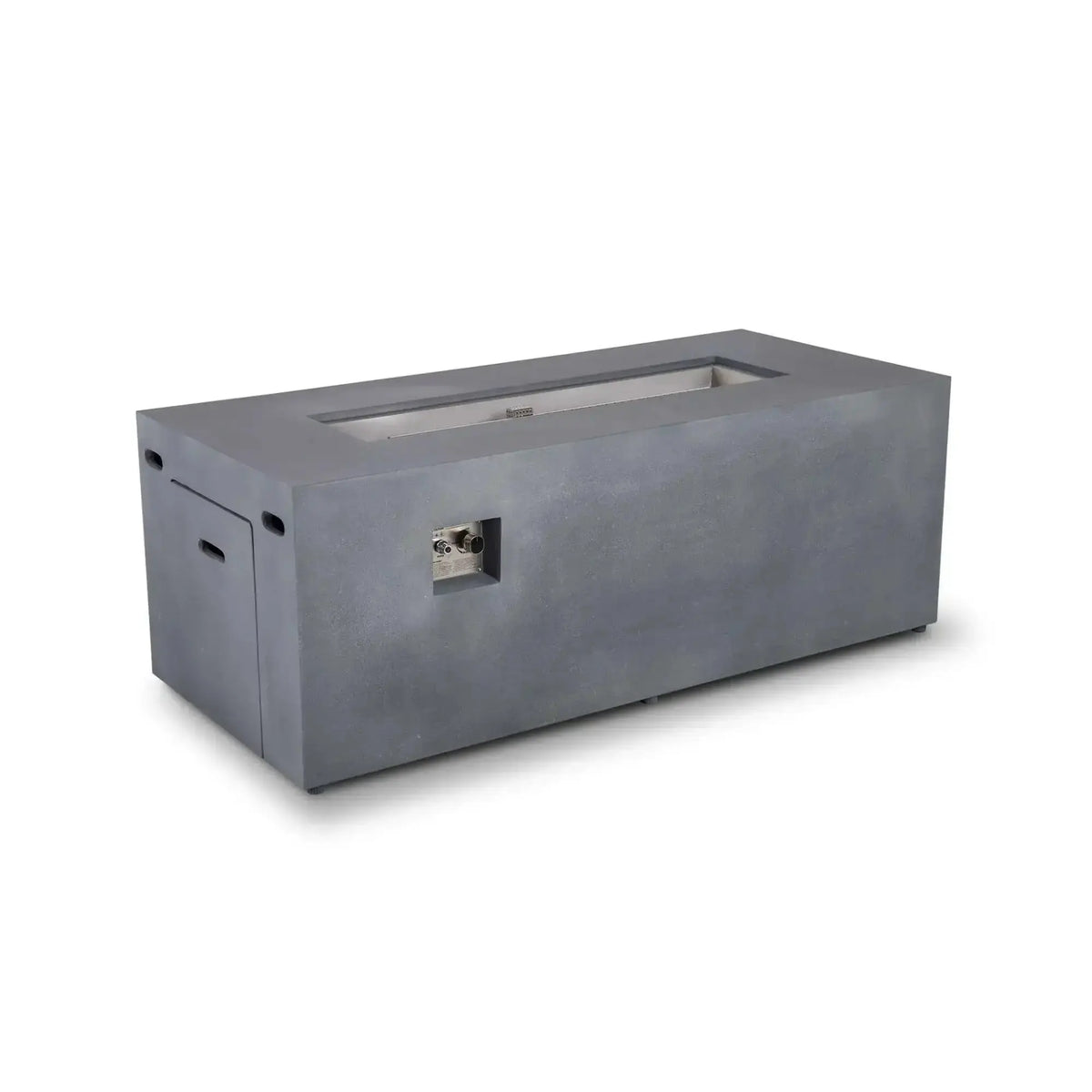 Refuge 68″ x 30″ Rectangular GFRC Concrete Propane Fire Pit with Hidden Tank Drawer – Flame Havens Flame Havens