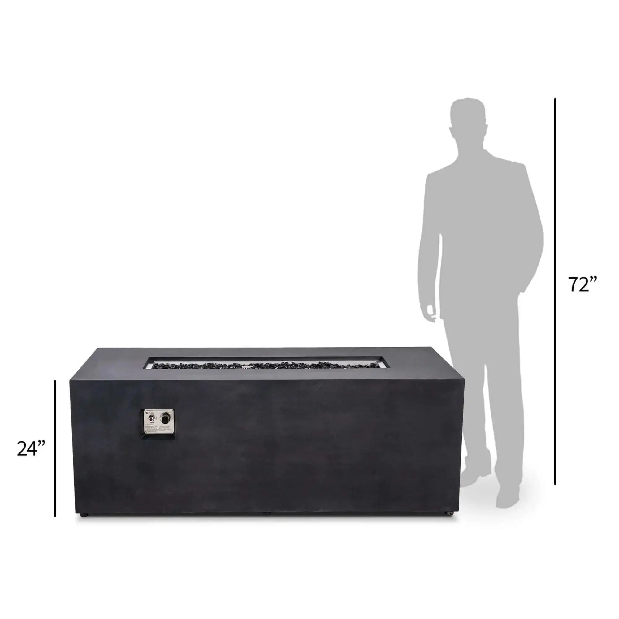 Refuge 68″ x 30″ Rectangular GFRC Concrete Propane Fire Pit with Hidden Tank Drawer – Flame Havens Flame Havens
