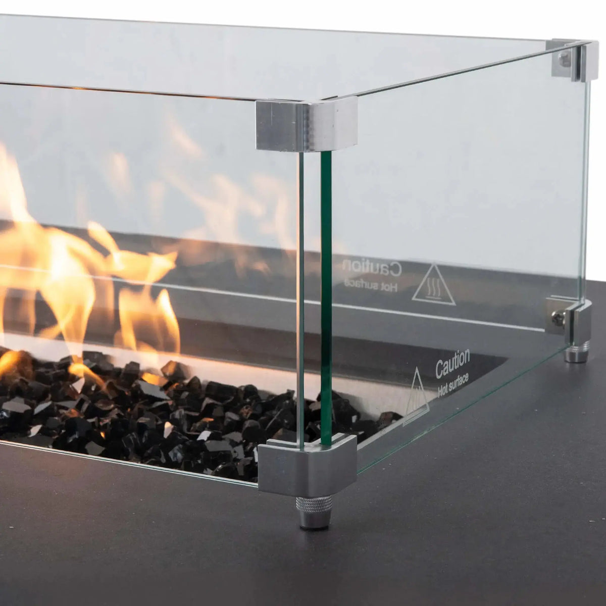 48″ x 14″ Rectangular Tempered Glass Fire Pit Wind Guard - Flame Havens Flame Havens
