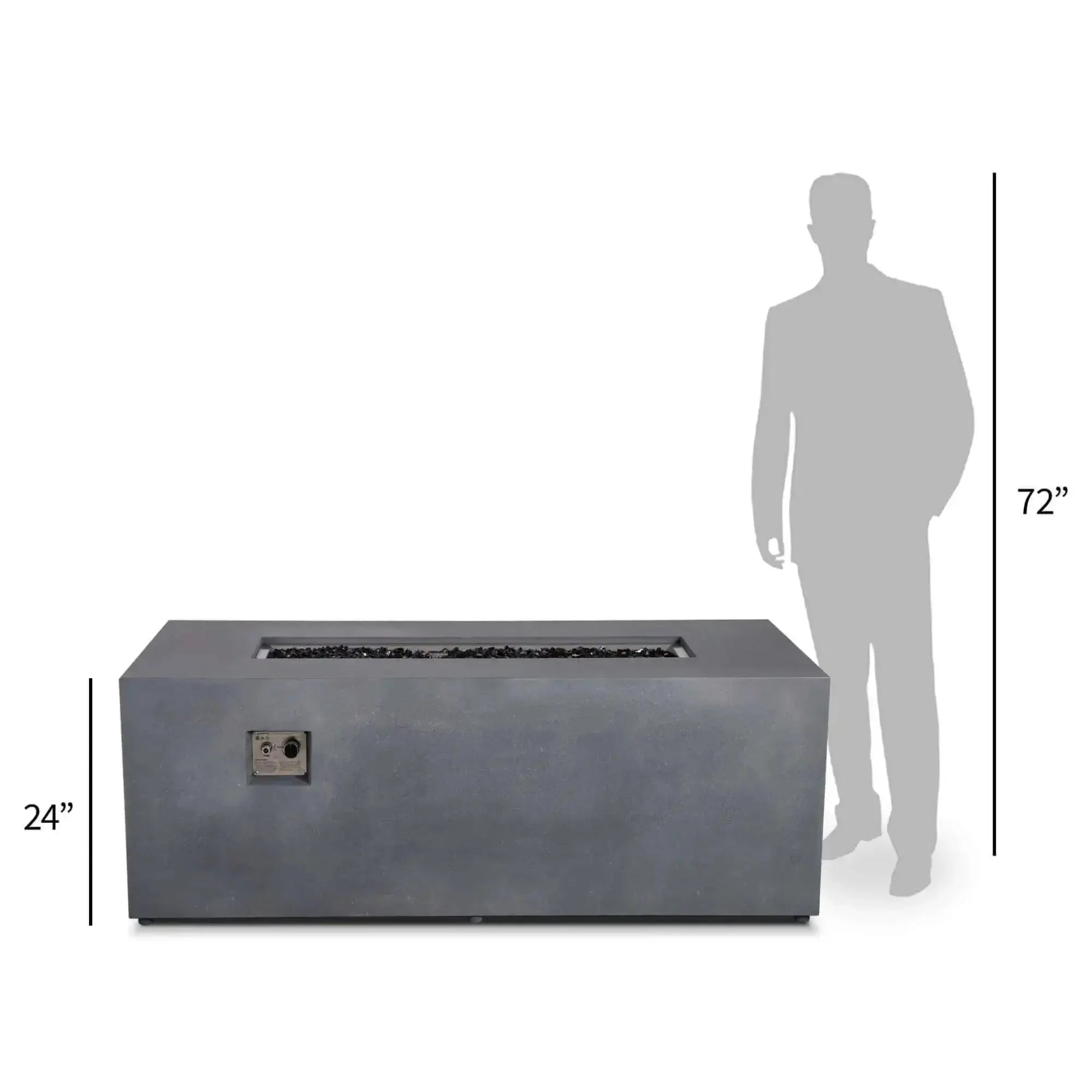 Refuge 68″ x 30″ Rectangular GFRC Concrete Propane Fire Pit with Hidden Tank Drawer – Flame Havens Flame Havens
