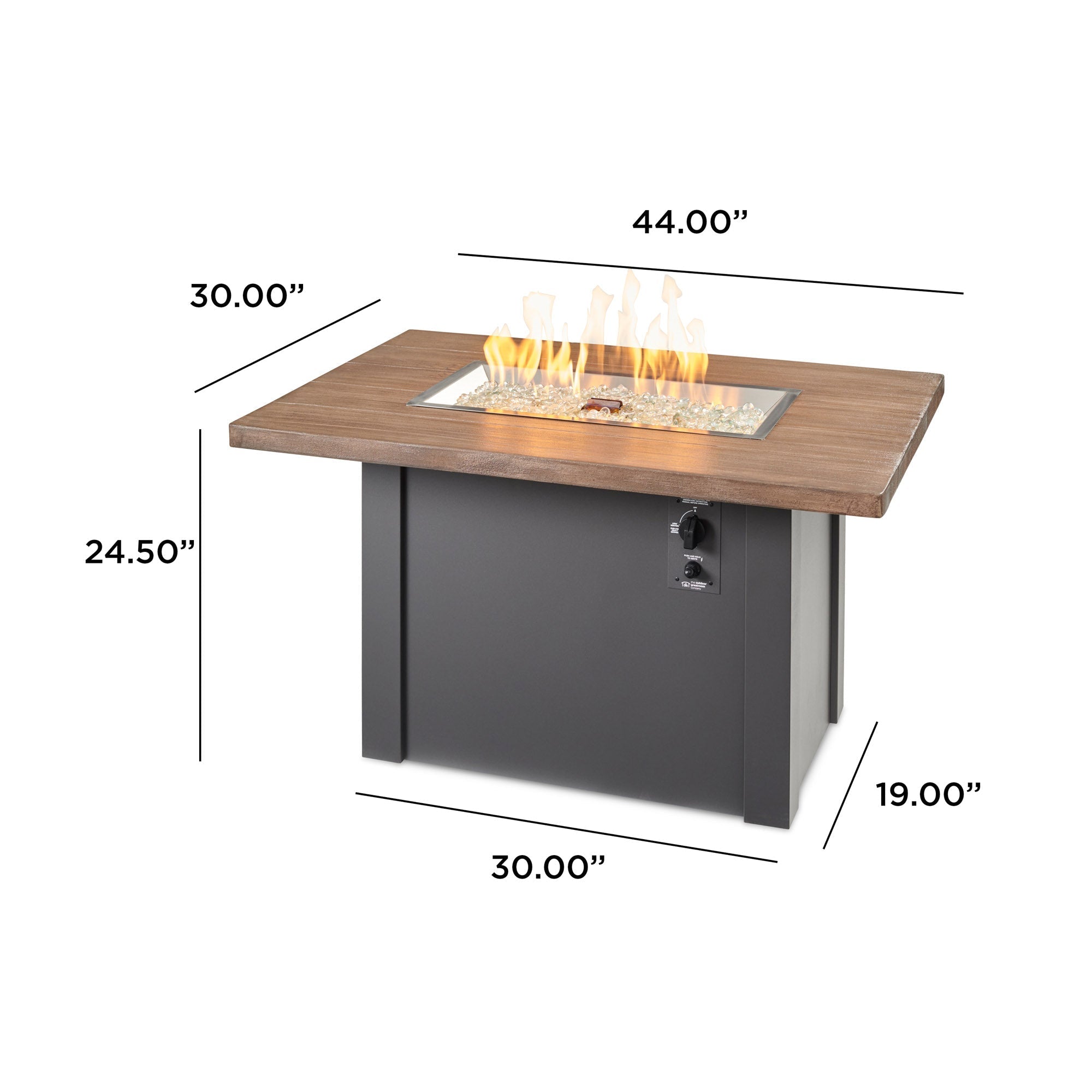 Havenwood 44″ Rectangular Gas Fire Table – Concrete Top by The Outdoor GreatRoom Company
