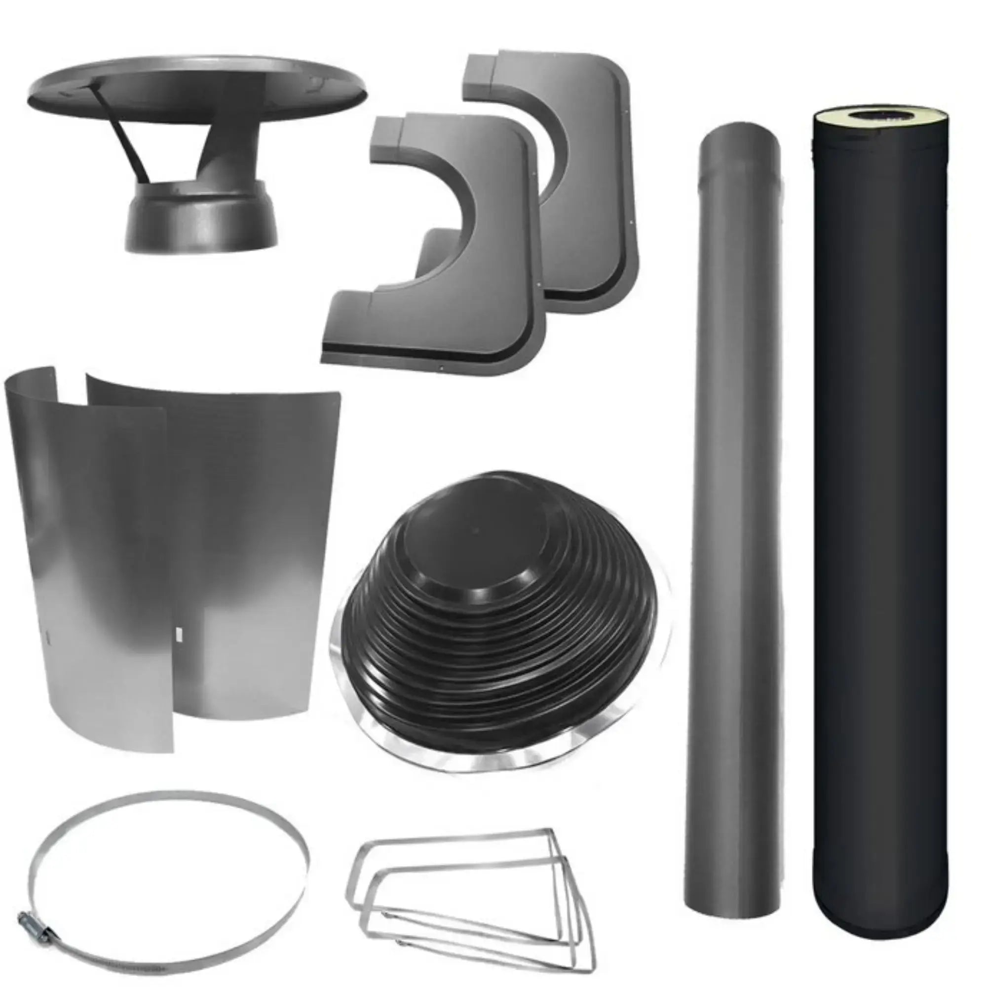 Harvia Chimney & Assembly Kit, Barrel, Flat Roof, Stainless (WHP1000500M) Harvia