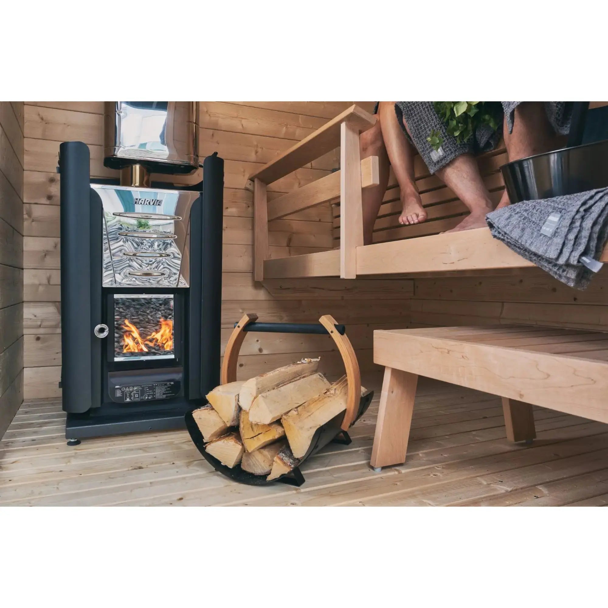Harvia Wood-Burning Sauna Stove Firewood Carrier, Black (SASPO102) Harvia