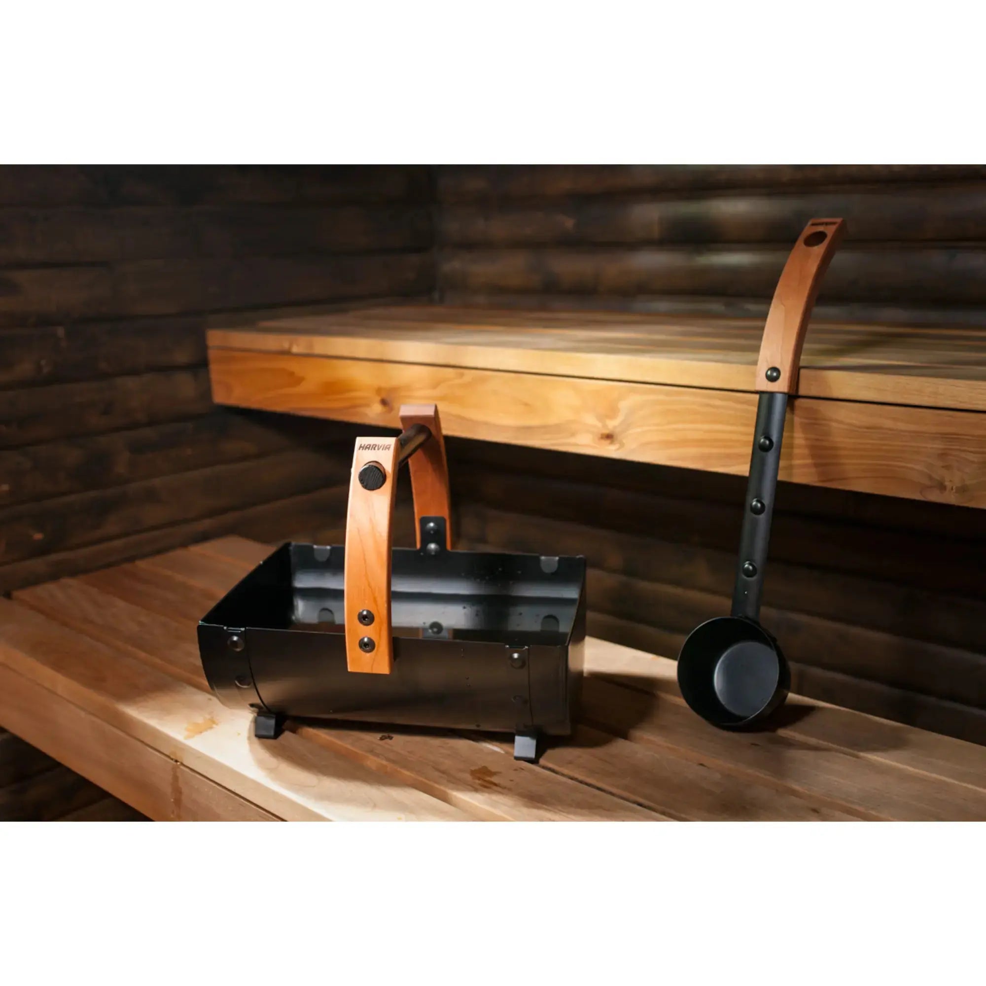 Harvia Sauna Ladle, Black Steel w/Thermo-Aspen (SASPO101) Harvia