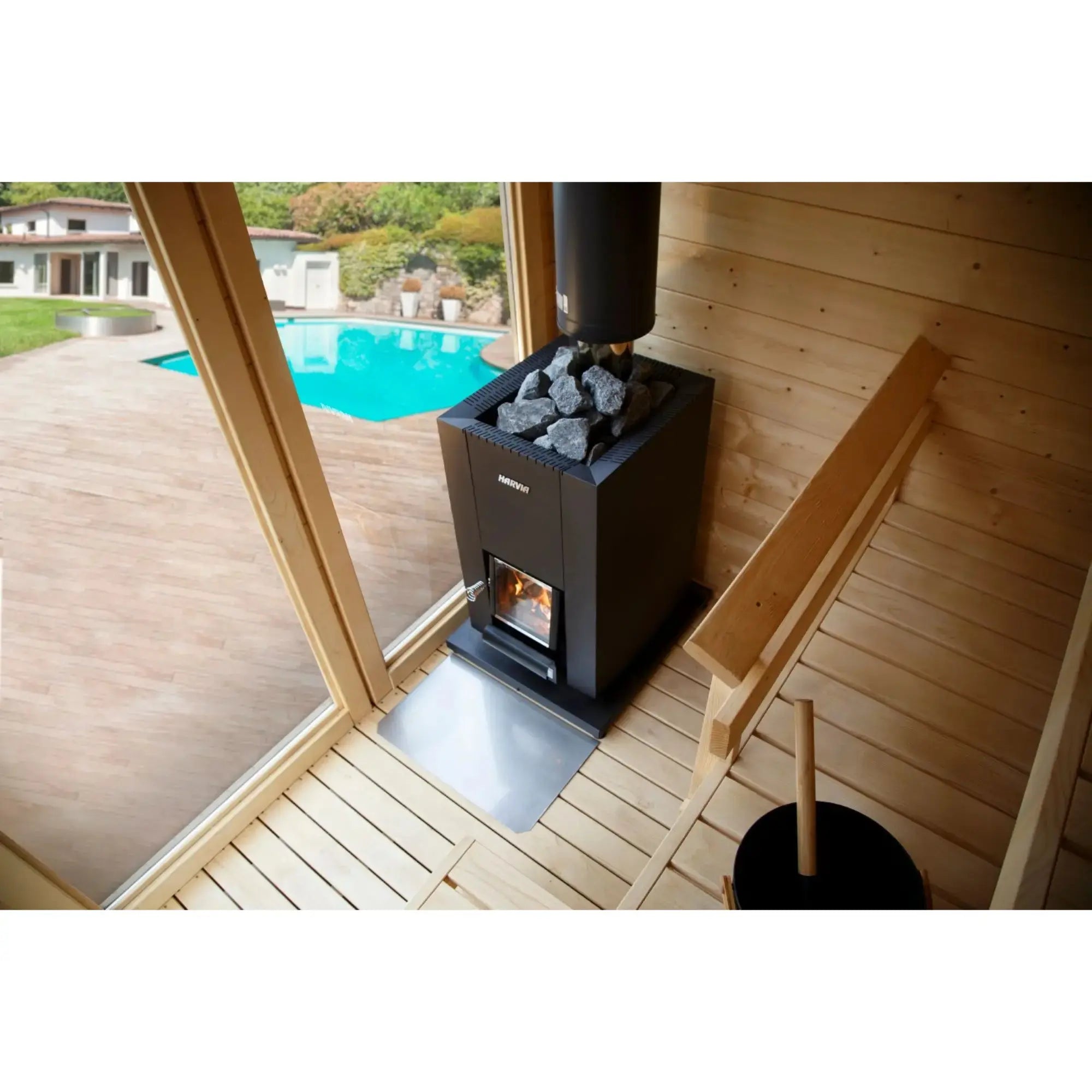 Harvia Linear 18 Compact Black 14.3 kW Wood-Burning Sauna Stove Harvia