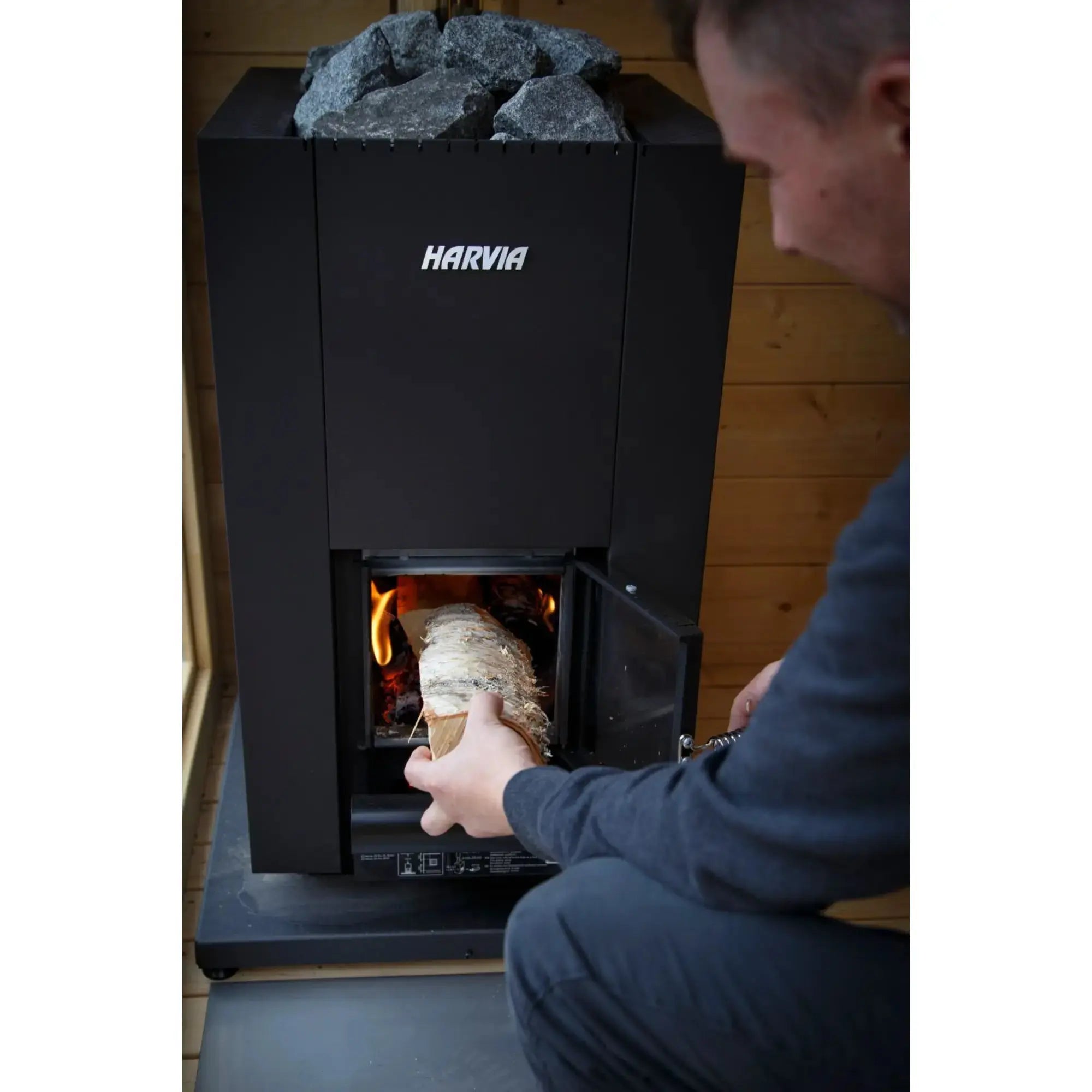 Harvia Linear 18 Compact Black 14.3 kW Wood-Burning Sauna Stove Harvia