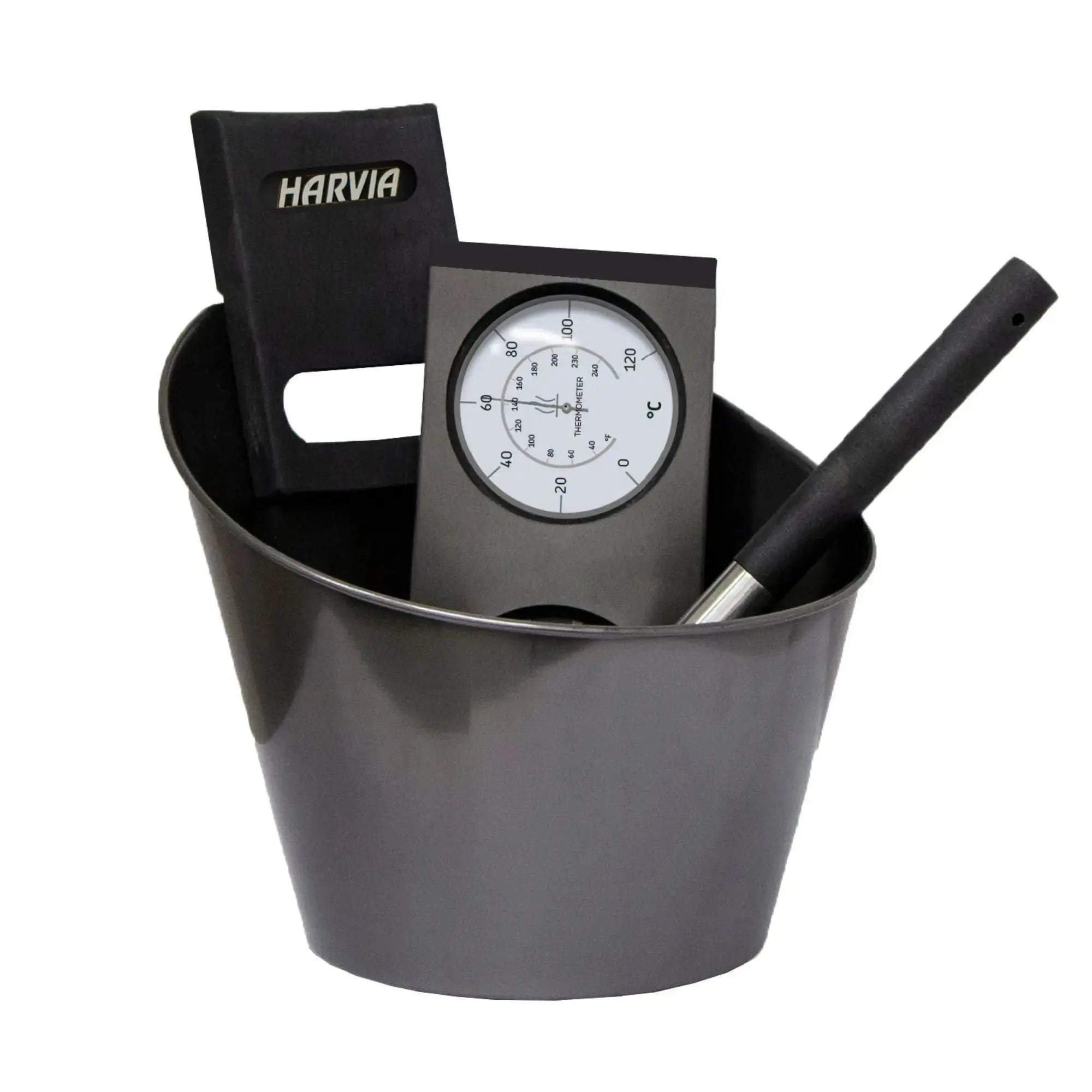 Harvia Steel Bucket and Ladle w/ Thermometer and Hygrometer (SA007) Harvia