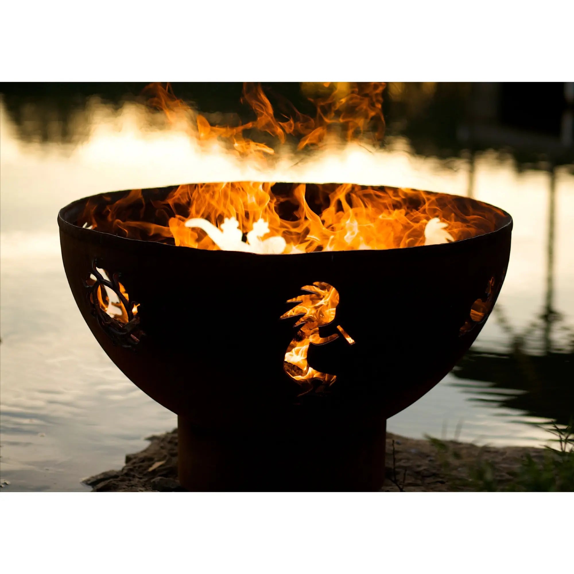Kokopelli 36″ Round Wood Burning Fire Pit – Carbon Steel by Fire Pit Art Fire Pit Art